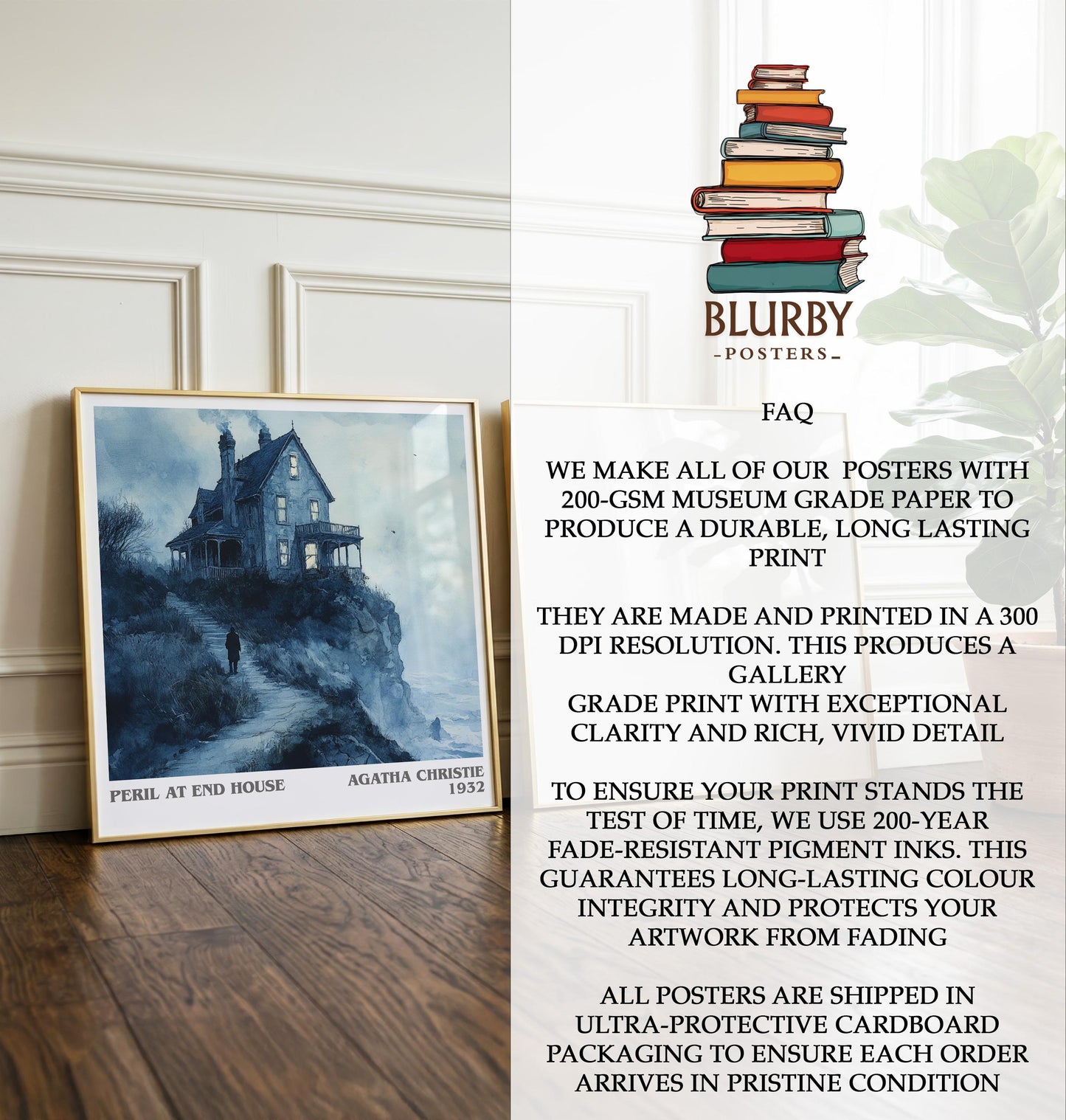 Peril At End House by Agatha Christie | Book Poster | Literary Art Gift For Book Lover | Novel Inspired Wall Art | Free Delivery