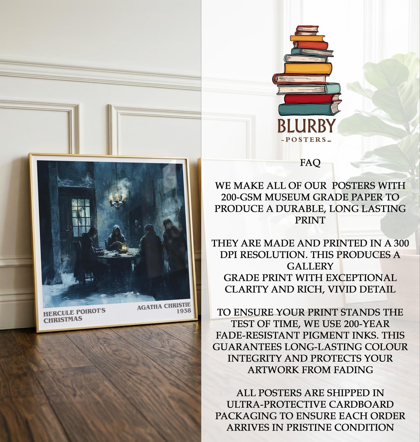 Hercule Poirot's Christmas by Agatha Christie | Book Poster | Literary Art Gift For Book Lover | Novel Inspired Wall Art | Free Delivery