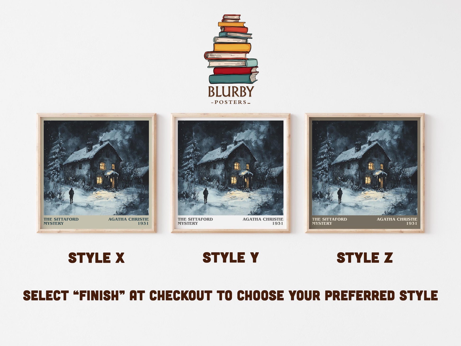 The Sittaford Mystery literary art print colour and style options – Agatha Christie book art