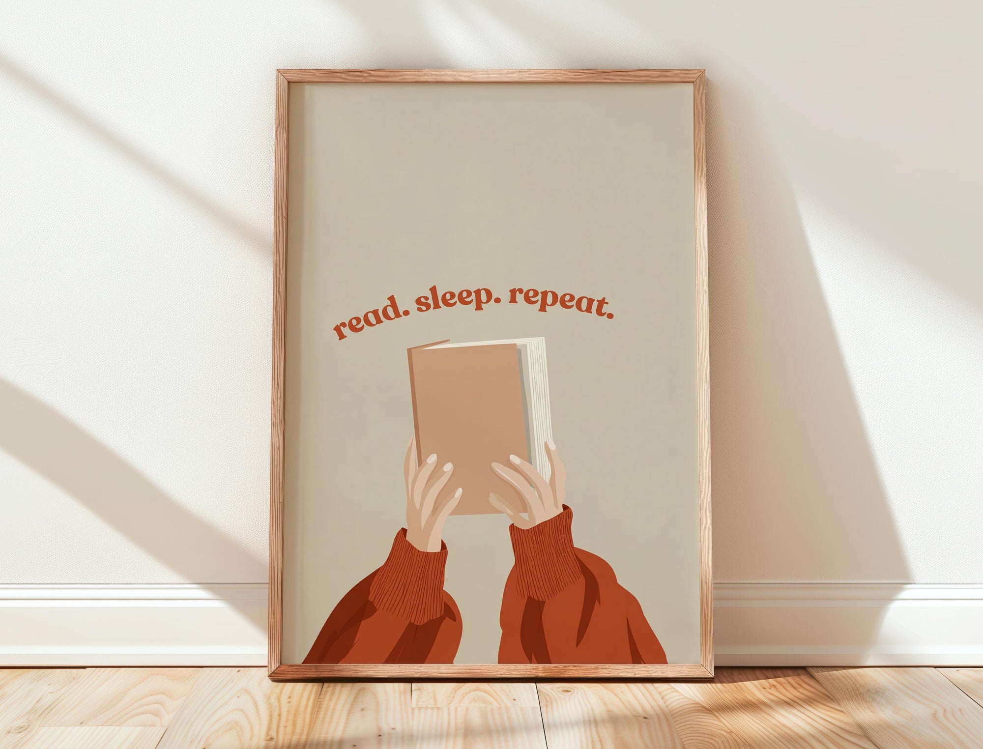 Read Sleep Repeat Cozy Print | Terracotta Book Lover Art | Cozy Wall Decor | Book Lover Gift | Nook Poster | Reader Gift | Aesthetic Art - Book Poster Art Print Decor Bookish