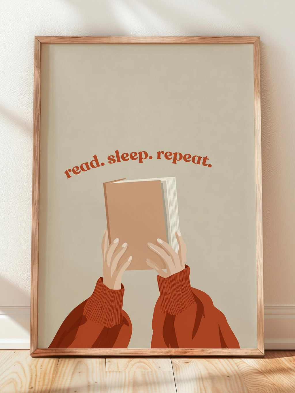 Read Sleep Repeat Cozy Print | Terracotta Book Lover Art | Cozy Wall Decor | Book Lover Gift | Nook Poster | Reader Gift | Aesthetic Art - Book Poster Art Print Decor Bookish