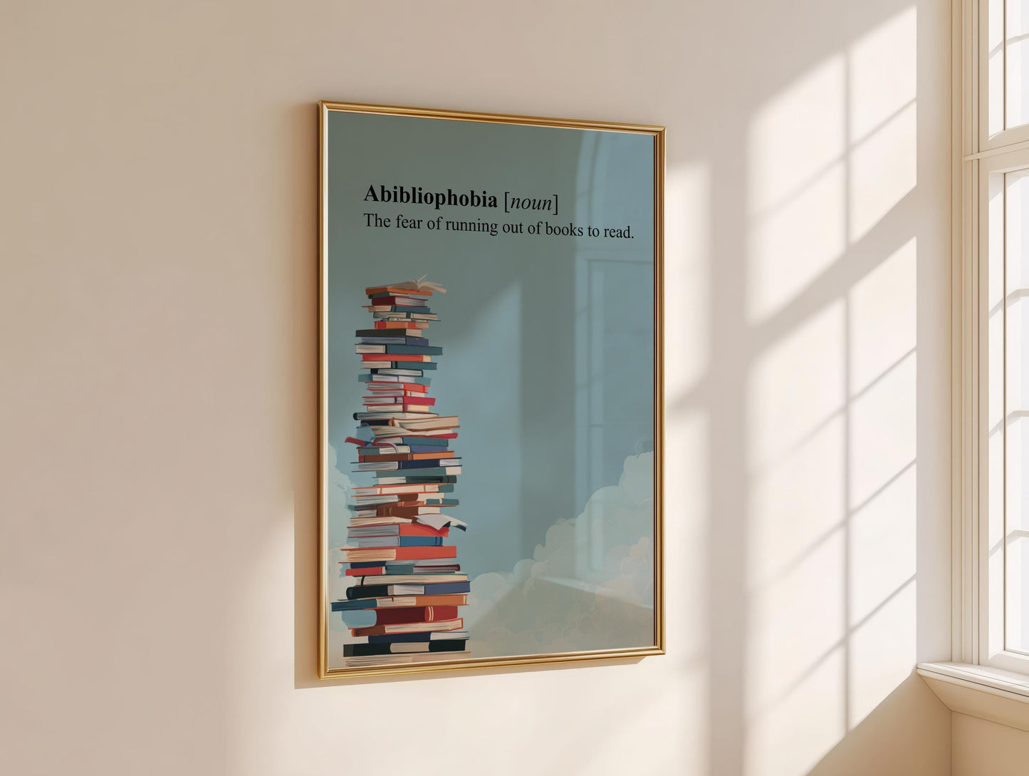 Abibliophobia Definition Print | Literary Quote Art | Cozy Wall Decor | Book Lover Gift | Nook Poster | Reader Gift | Aesthetic Art - Book Poster Art Print Decor Bookish