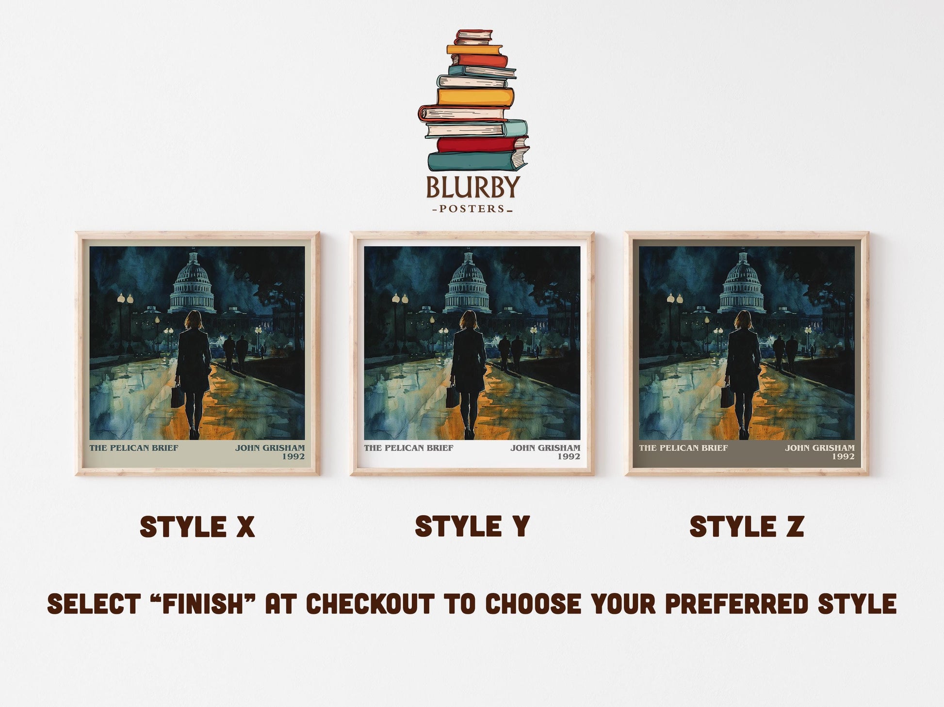 The Pelican Brief literary art print colour and style options – John Grisham book art