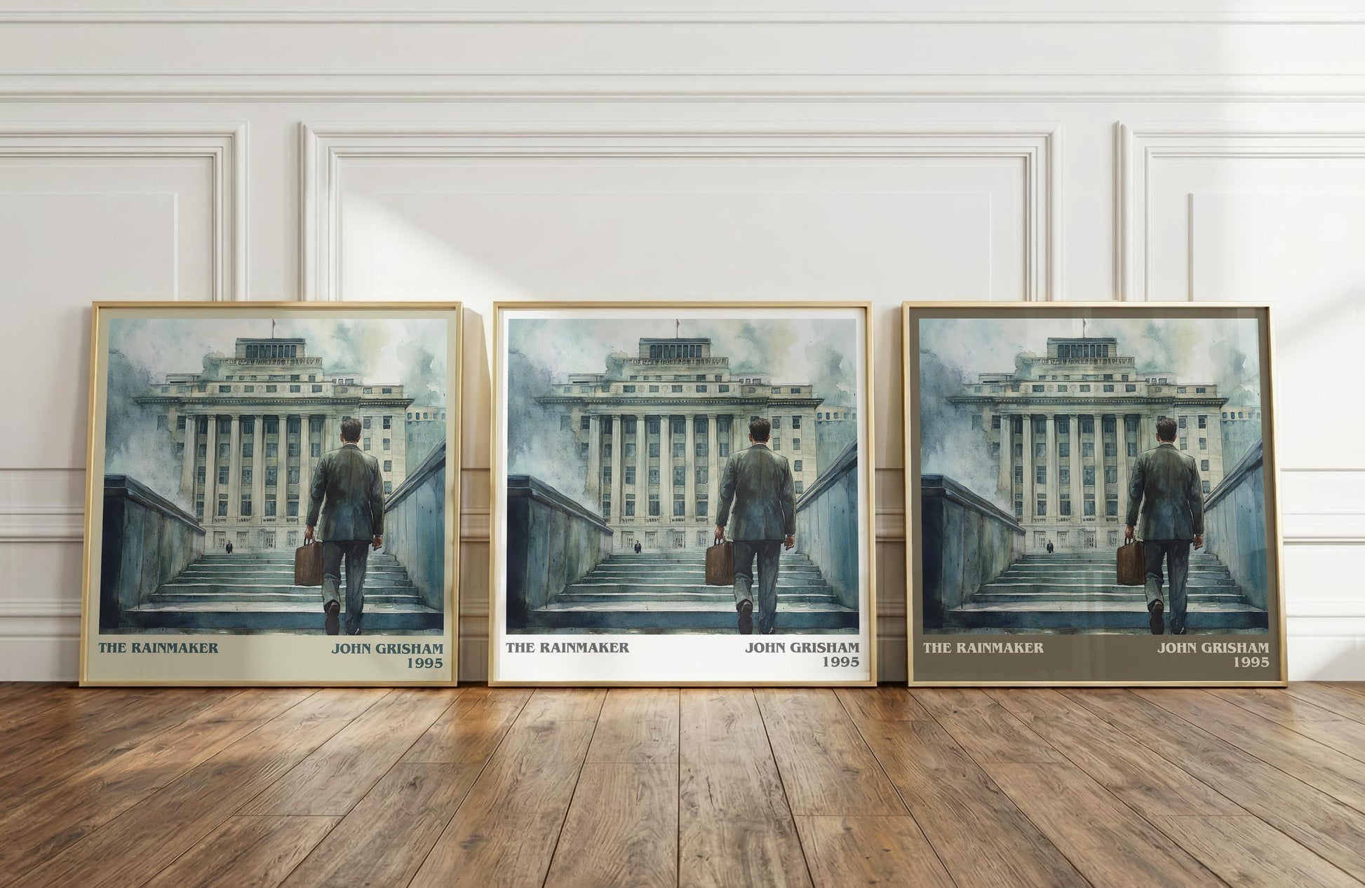 The Rainmaker literary print framed by window – literary home decor