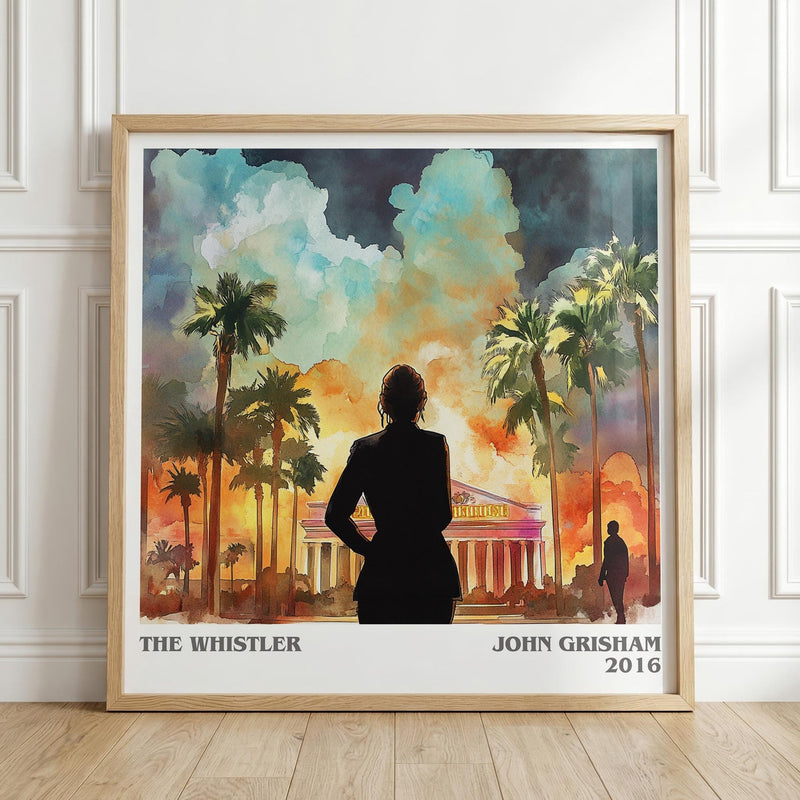 The Whistler literary print in frame leaning in hallway – thriller wall art