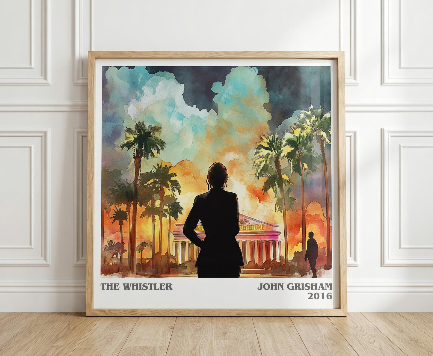 The Whistler literary print in frame leaning in hallway – thriller wall art