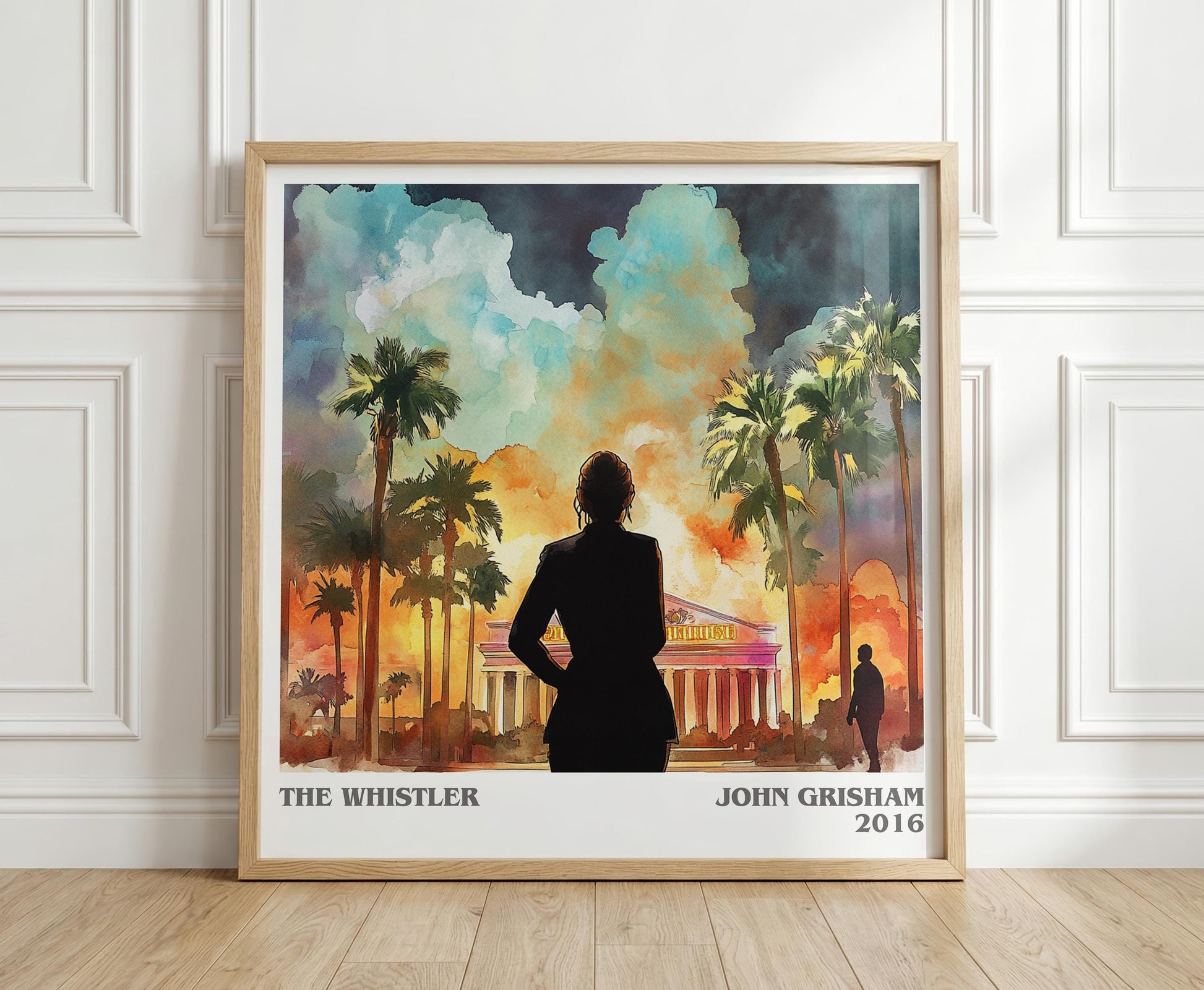 The Whistler literary print in frame leaning in hallway – thriller wall art