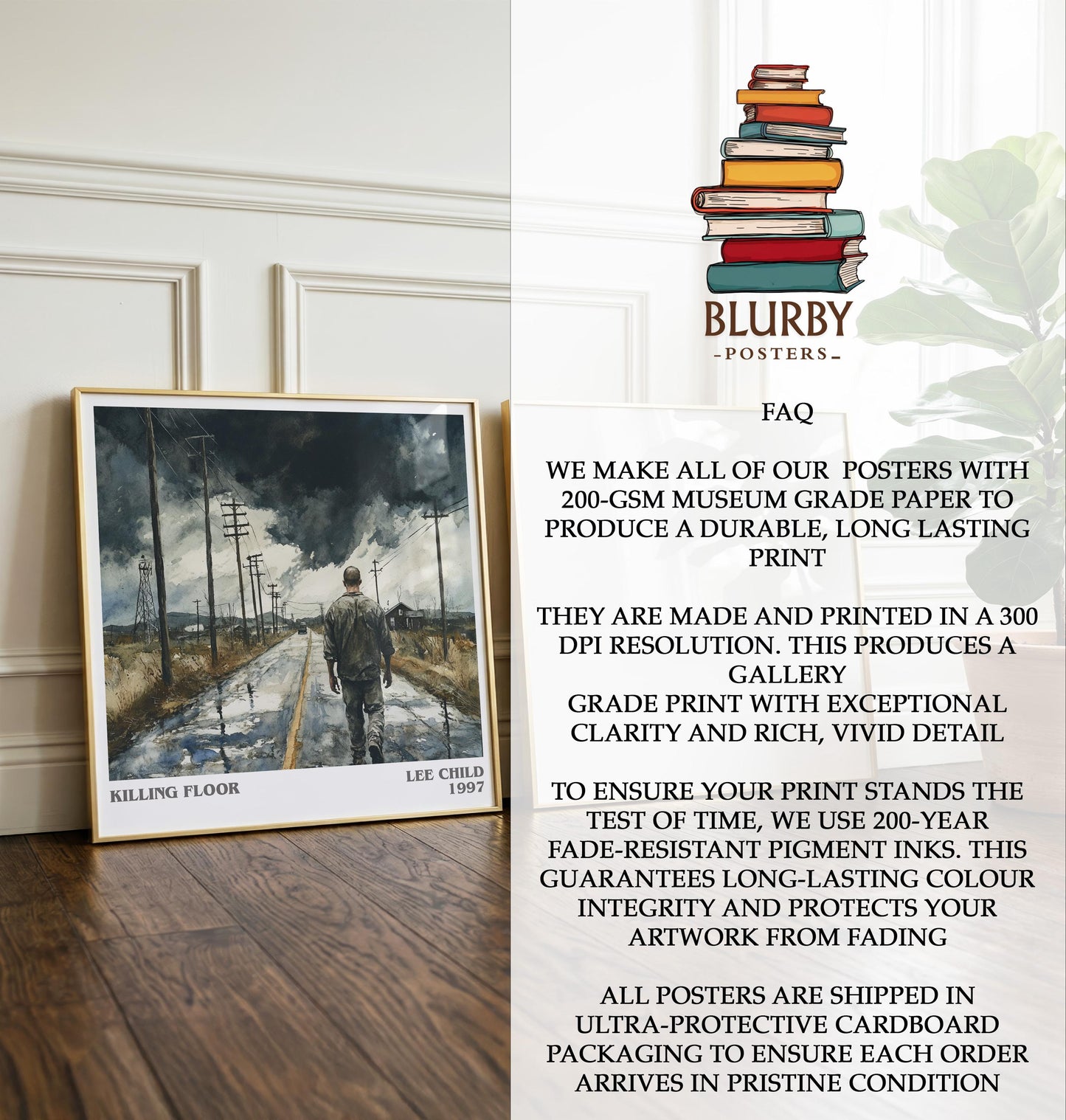 Killing Floor by Lee Child | Book Poster | Literary Art Gift For Book Lover | Novel Inspired Wall Art | Free Delivery