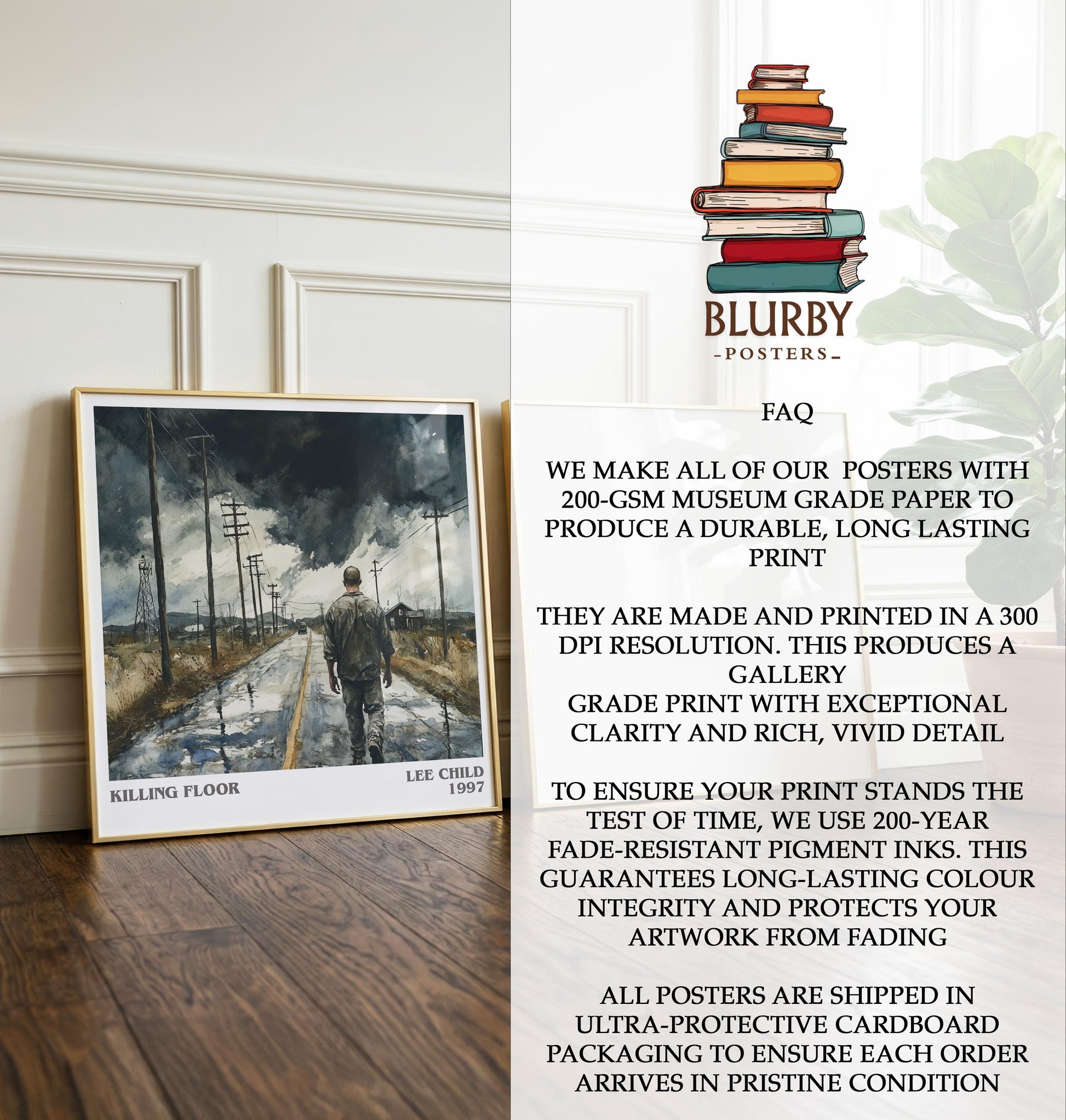 Killing Floor by Lee Child | Book Poster | Literary Art Gift For Book Lover | Novel Inspired Wall Art | Free Delivery