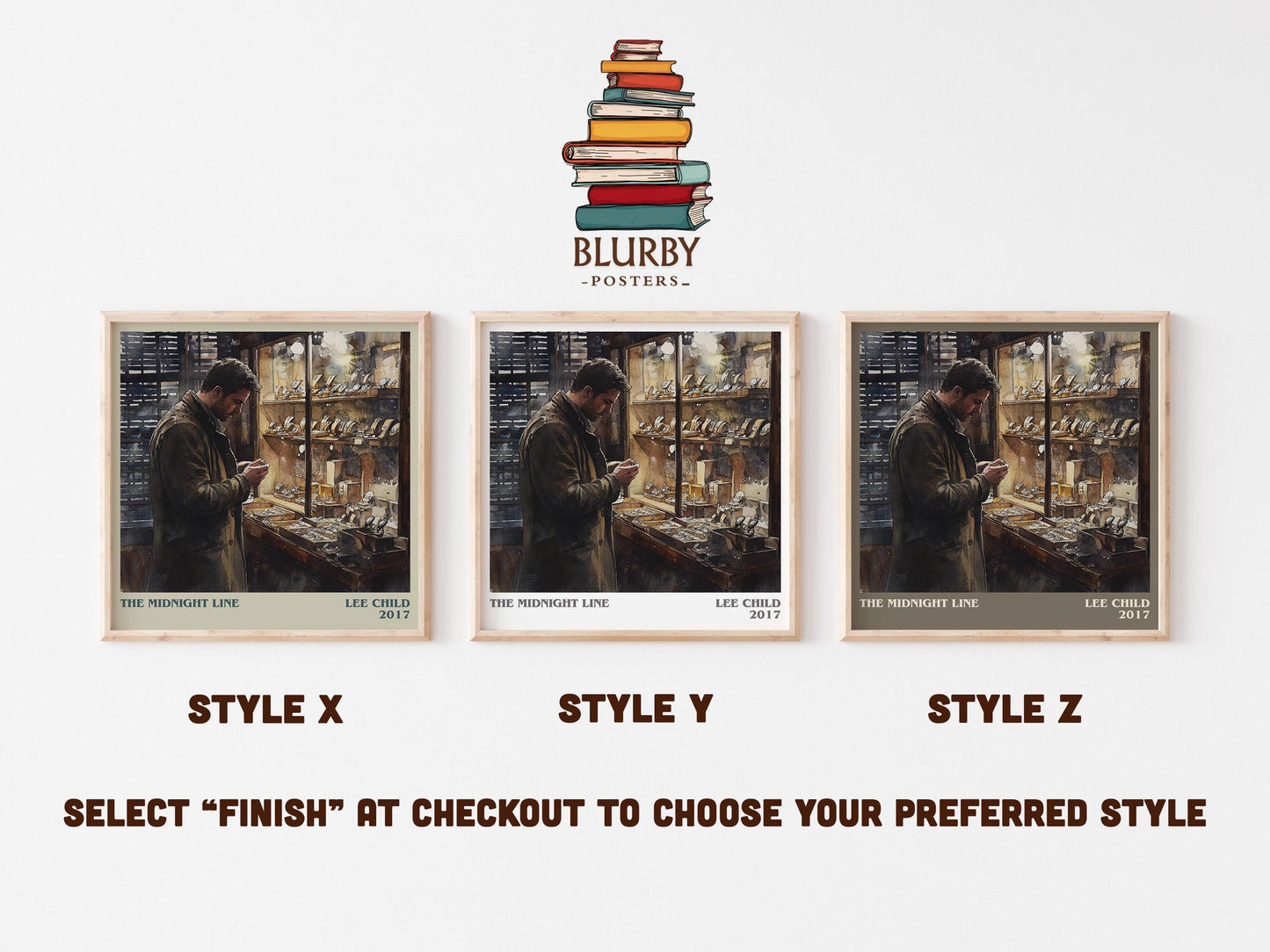 The Midnight Line literary art print colour and style options – Lee Child book art
