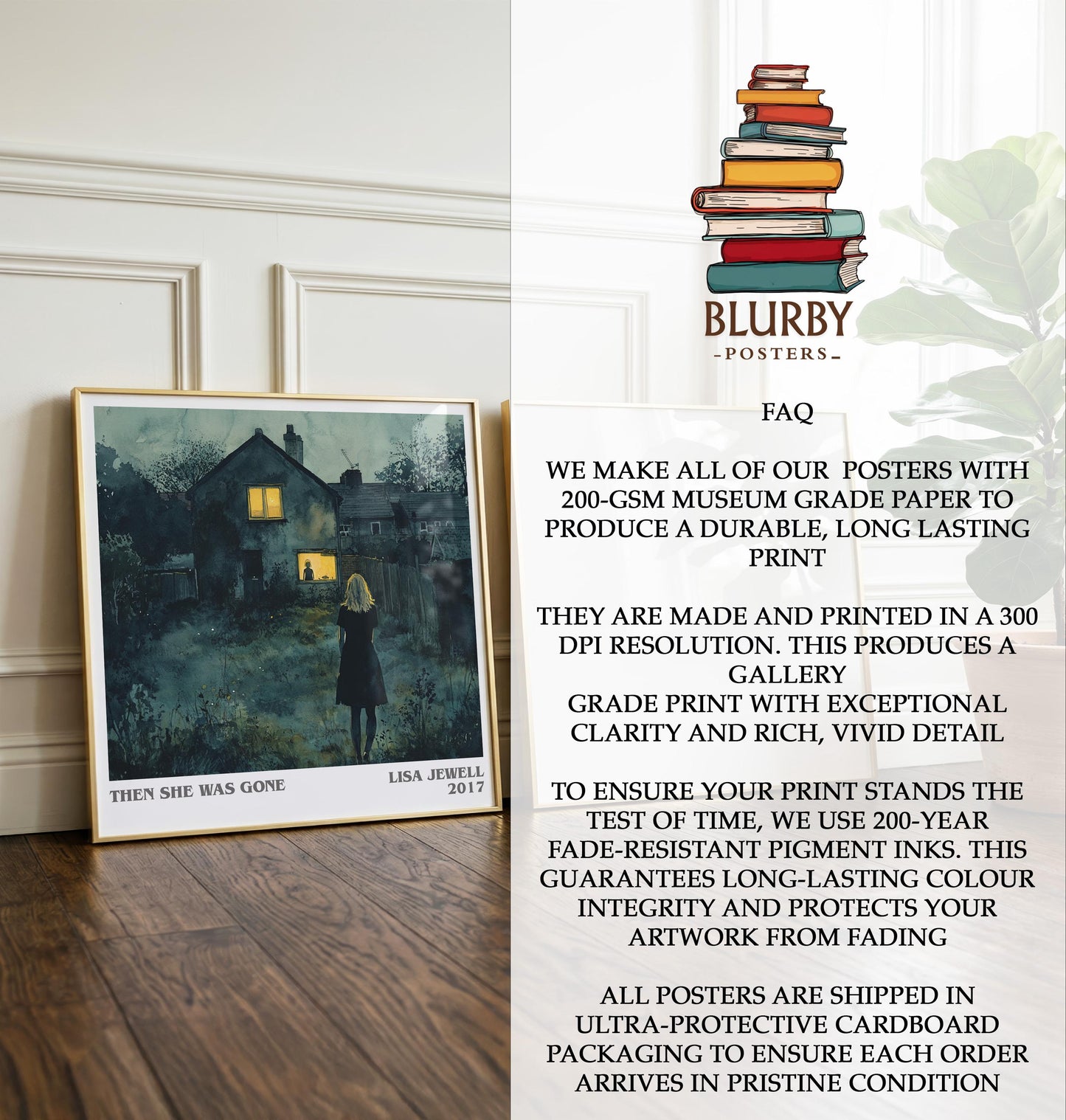 Then She Was Gone by Lisa Jewell | Book Poster | Literary Art Gift For Book Lover | Novel Inspired Wall Art | Free Delivery