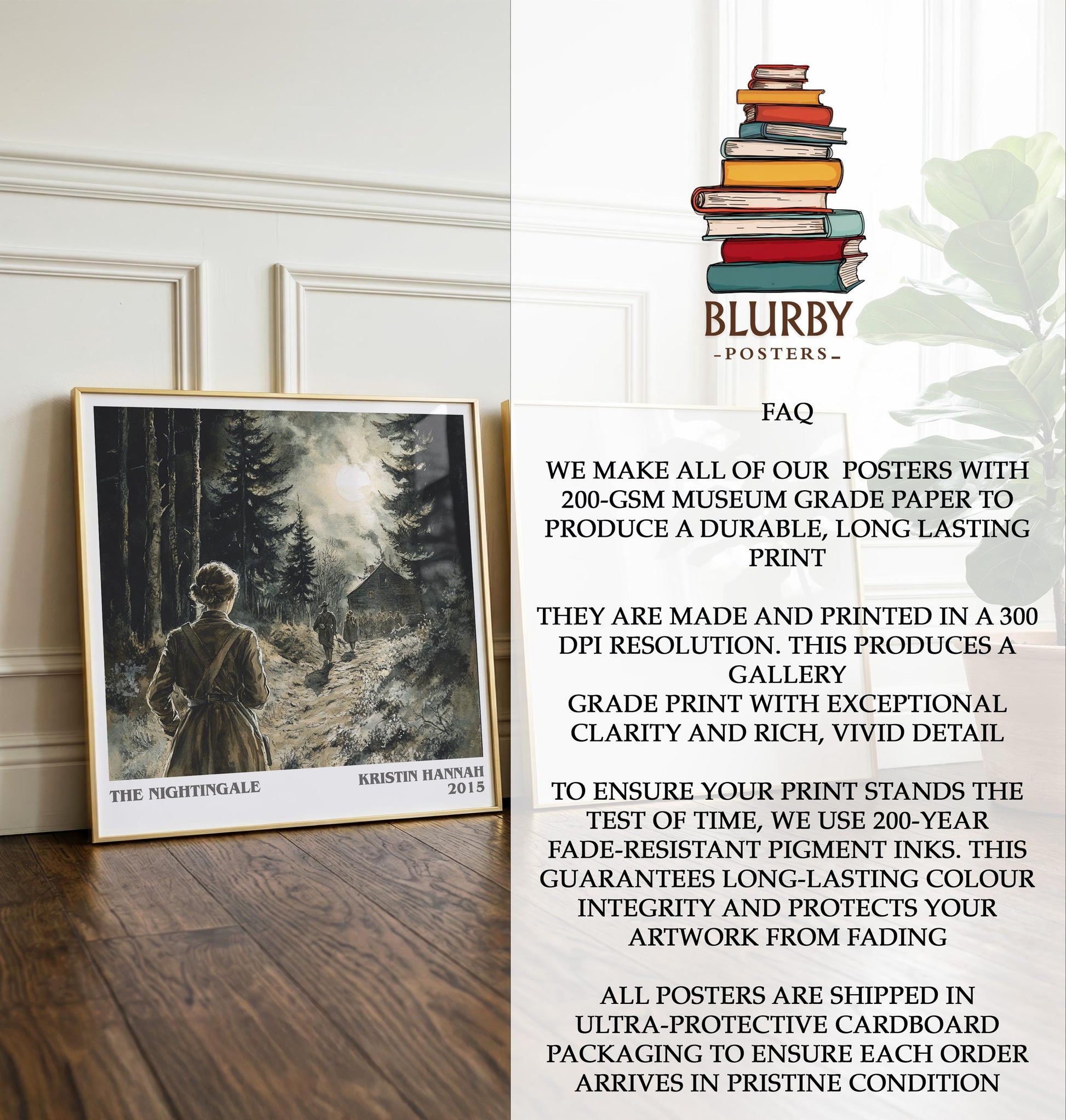 The Nightingale by Kristin Hannah | Book Poster | Literary Art Gift For Book Lover | Novel Inspired Wall Art | Free Delivery