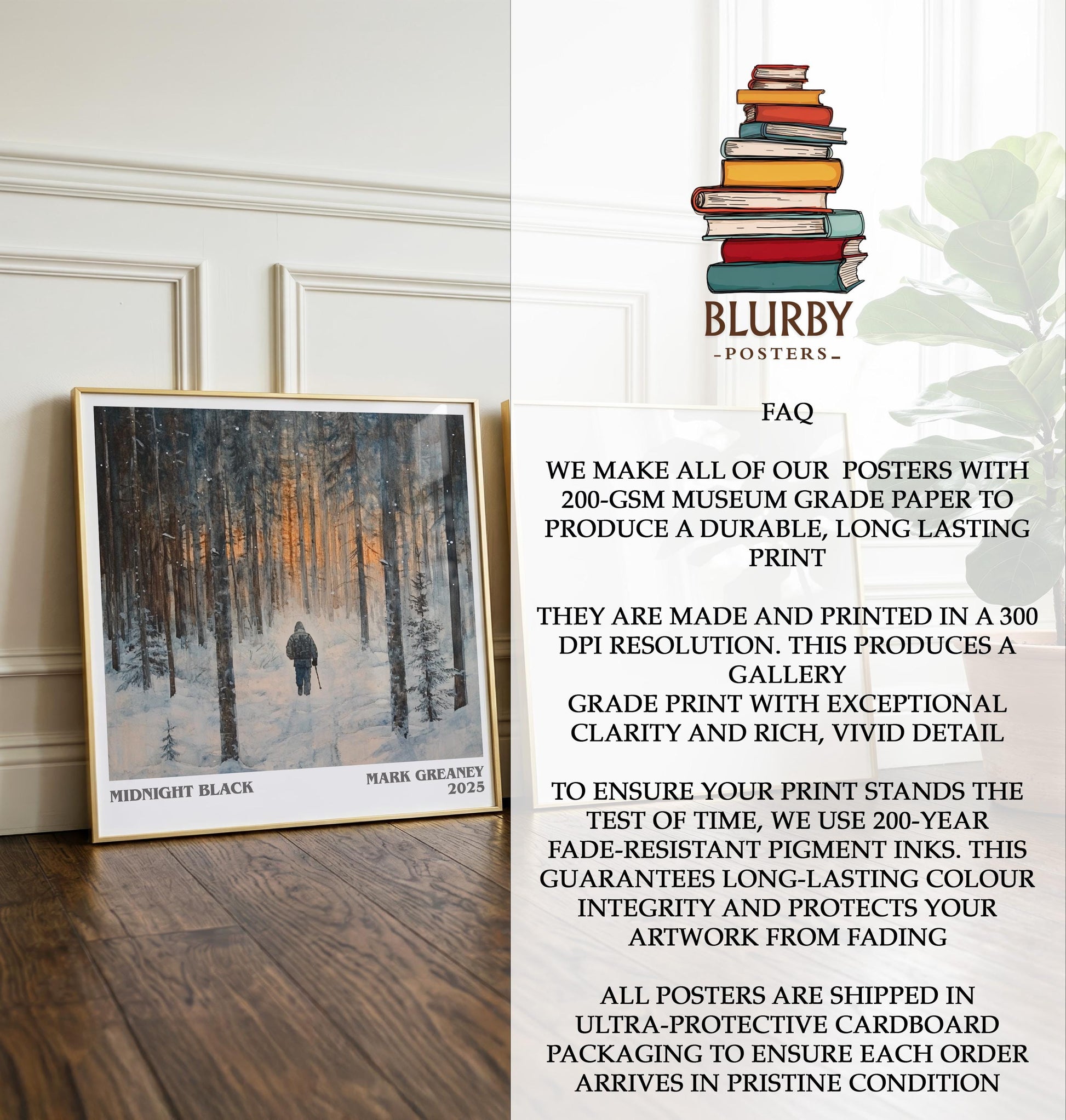 Midnight Black by Mark Greaney | Book Poster | Literary Art Gift For Book Lover | Novel Inspired Wall Art | Free Delivery