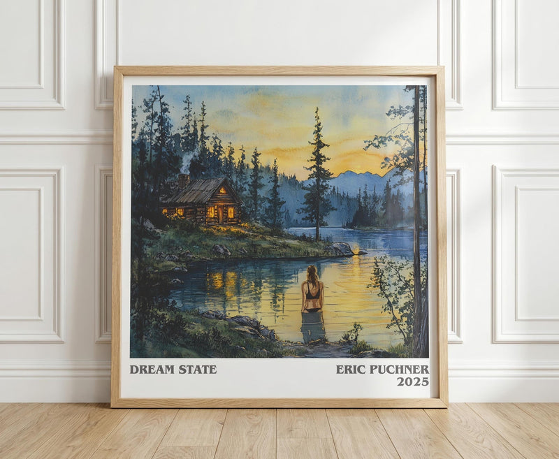 Dream State literary print in frame leaning in hallway – historical fiction wall art