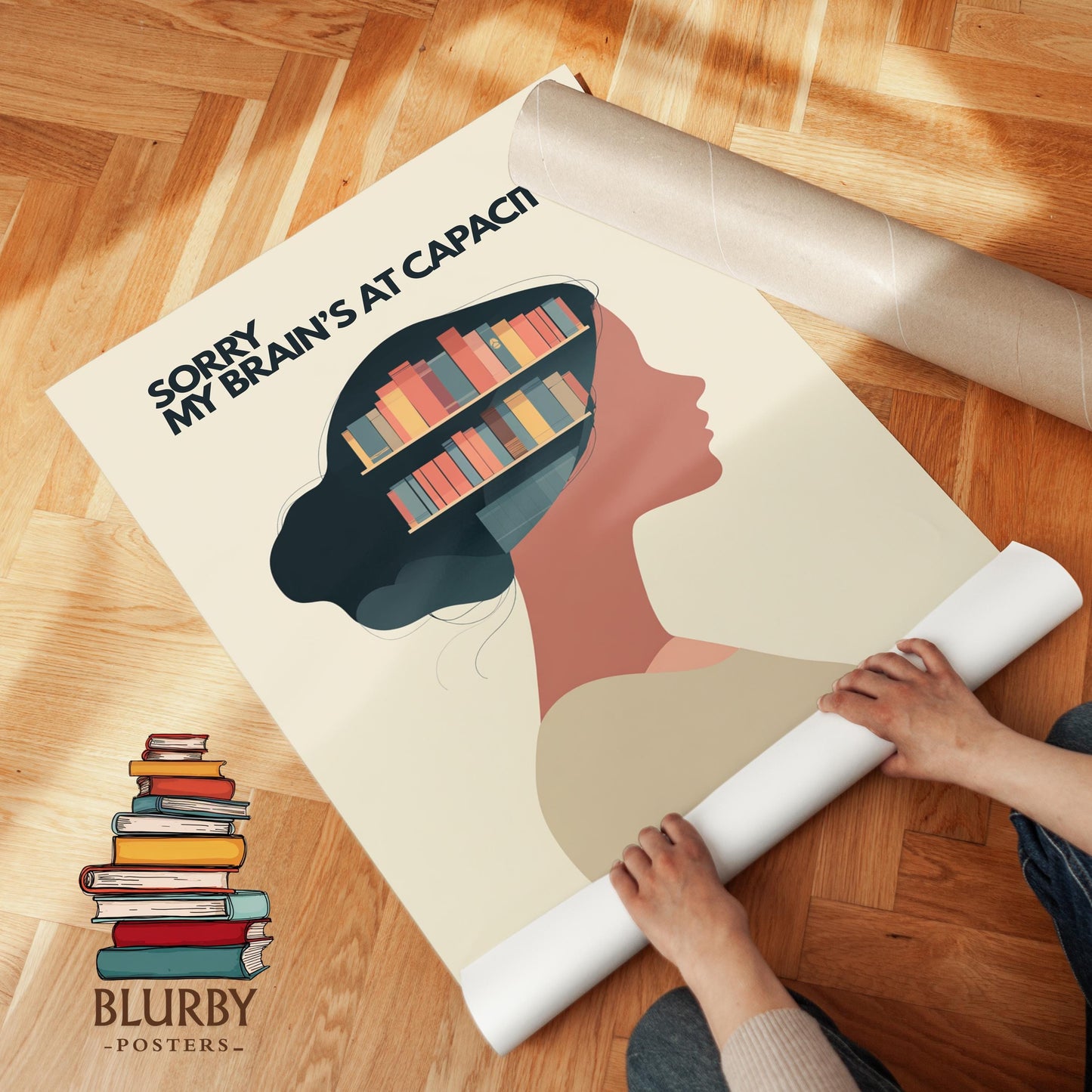 My Brains At Capacity Print | Funny Mental Library | Cozy Wall Decor | Book Lover Gift | Nook Poster | Reader Gift | Aesthetic Room Art - Book Poster Art Print Decor Bookish