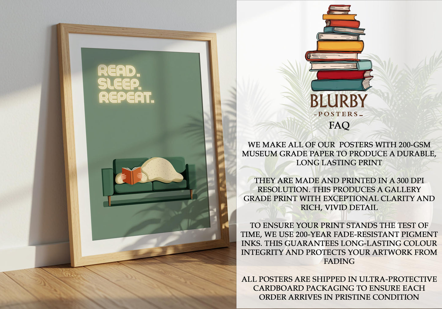 Read Sleep Repeat Print | Cozy Wall Decor | Book Lover Gift | Nook Poster | Reader Present | Aesthetic Room Art | Minimalist Home Decor - Book Poster Art Print Decor Bookish