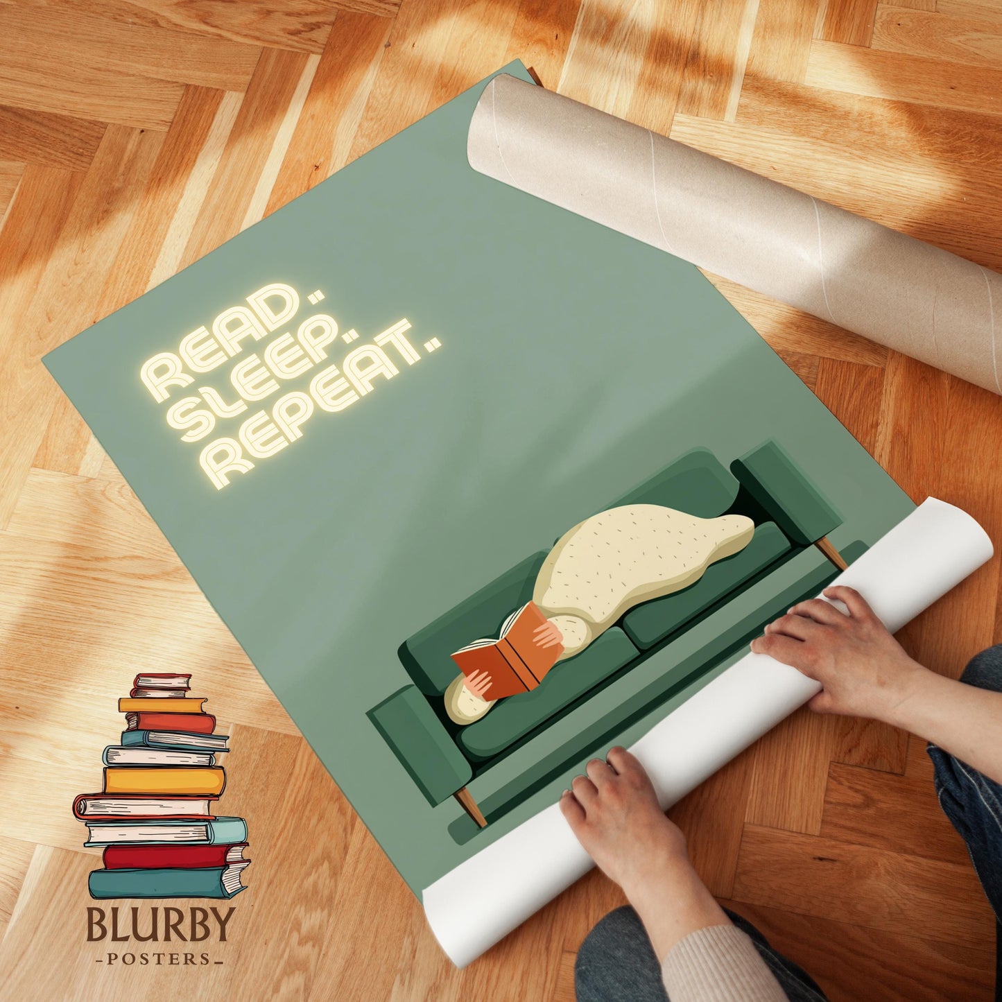 Read Sleep Repeat Print | Cozy Wall Decor | Book Lover Gift | Nook Poster | Reader Present | Aesthetic Room Art | Minimalist Home Decor - Book Poster Art Print Decor Bookish