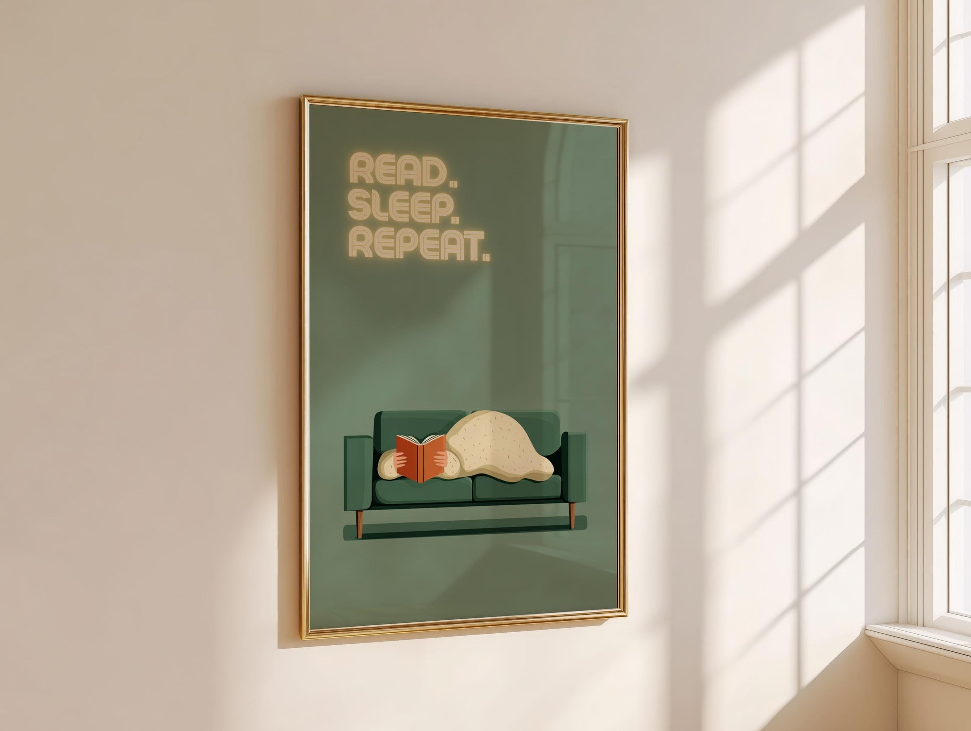 Read Sleep Repeat Print | Cozy Wall Decor | Book Lover Gift | Nook Poster | Reader Present | Aesthetic Room Art | Minimalist Home Decor - Book Poster Art Print Decor Bookish