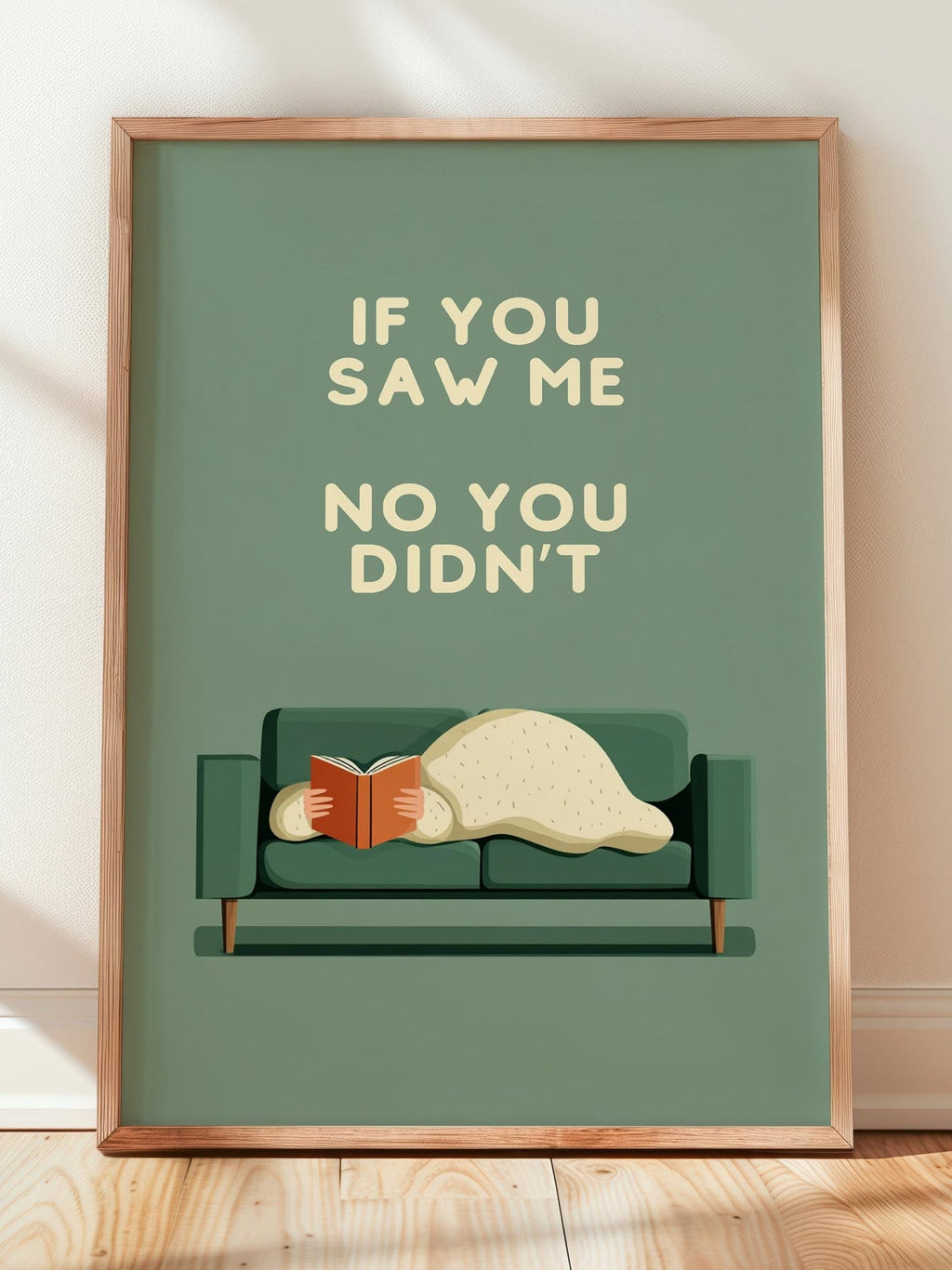 If You Saw Me No You Didnt Sofa | Cozy Wall Decor | Book Lover Gift | Nook Poster | Reader Gift | Aesthetic Room Art | Minimalist Home Decor - Book Poster Art Print Decor Bookish