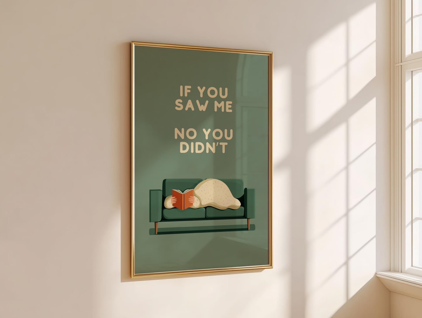 If You Saw Me No You Didnt Sofa | Cozy Wall Decor | Book Lover Gift | Nook Poster | Reader Gift | Aesthetic Room Art | Minimalist Home Decor - Book Poster Art Print Decor Bookish