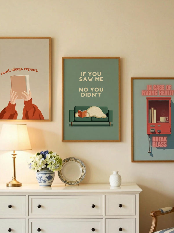 If You Saw Me No You Didnt Sofa | Cozy Wall Decor | Book Lover Gift | Nook Poster | Reader Gift | Aesthetic Room Art | Minimalist Home Decor - Book Poster Art Print Decor Bookish