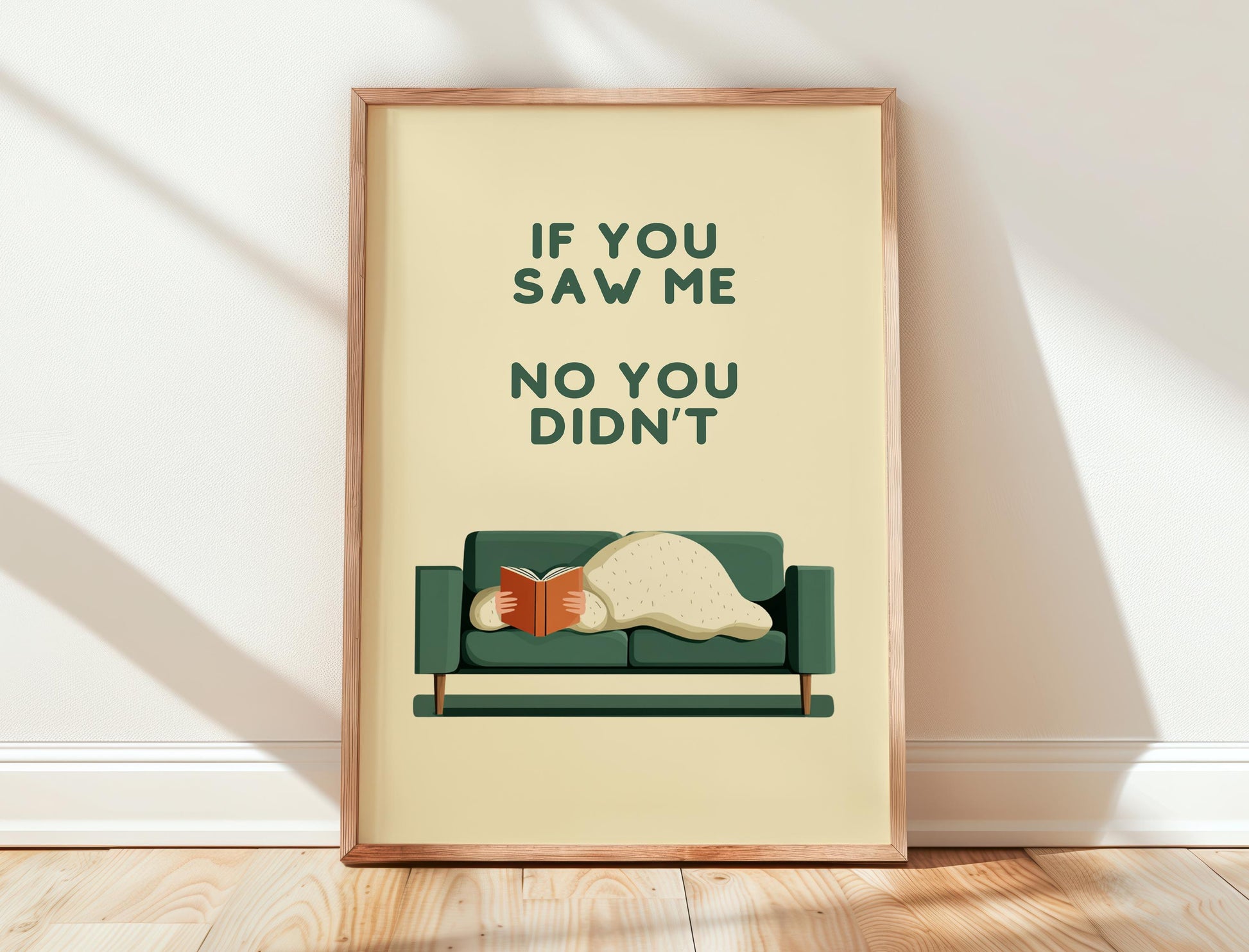 If You Saw Me No You Didnt Sofa | Cozy Wall Decor | Book Lover Gift | Nook Poster | Reader Gift | Aesthetic Room Art | Minimalist Home Decor - Book Poster Art Print Decor Bookish
