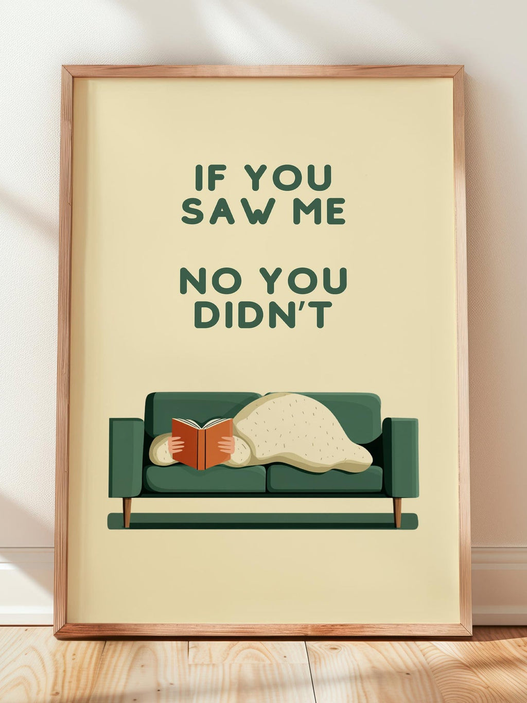 If You Saw Me No You Didnt Sofa | Cozy Wall Decor | Book Lover Gift | Nook Poster | Reader Gift | Aesthetic Room Art | Minimalist Home Decor - Book Poster Art Print Decor Bookish