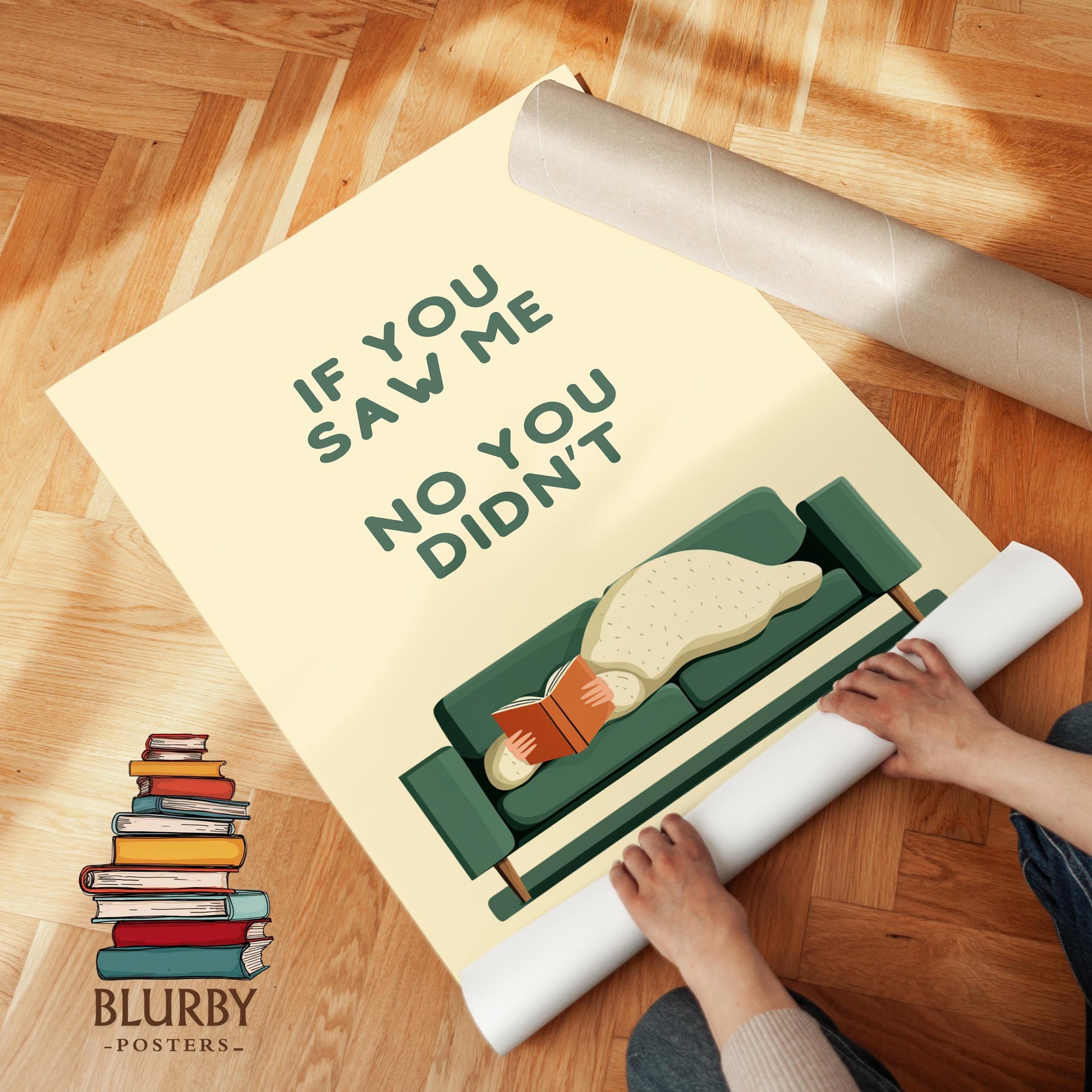 If You Saw Me No You Didnt Sofa | Cozy Wall Decor | Book Lover Gift | Nook Poster | Reader Gift | Aesthetic Room Art | Minimalist Home Decor - Book Poster Art Print Decor Bookish