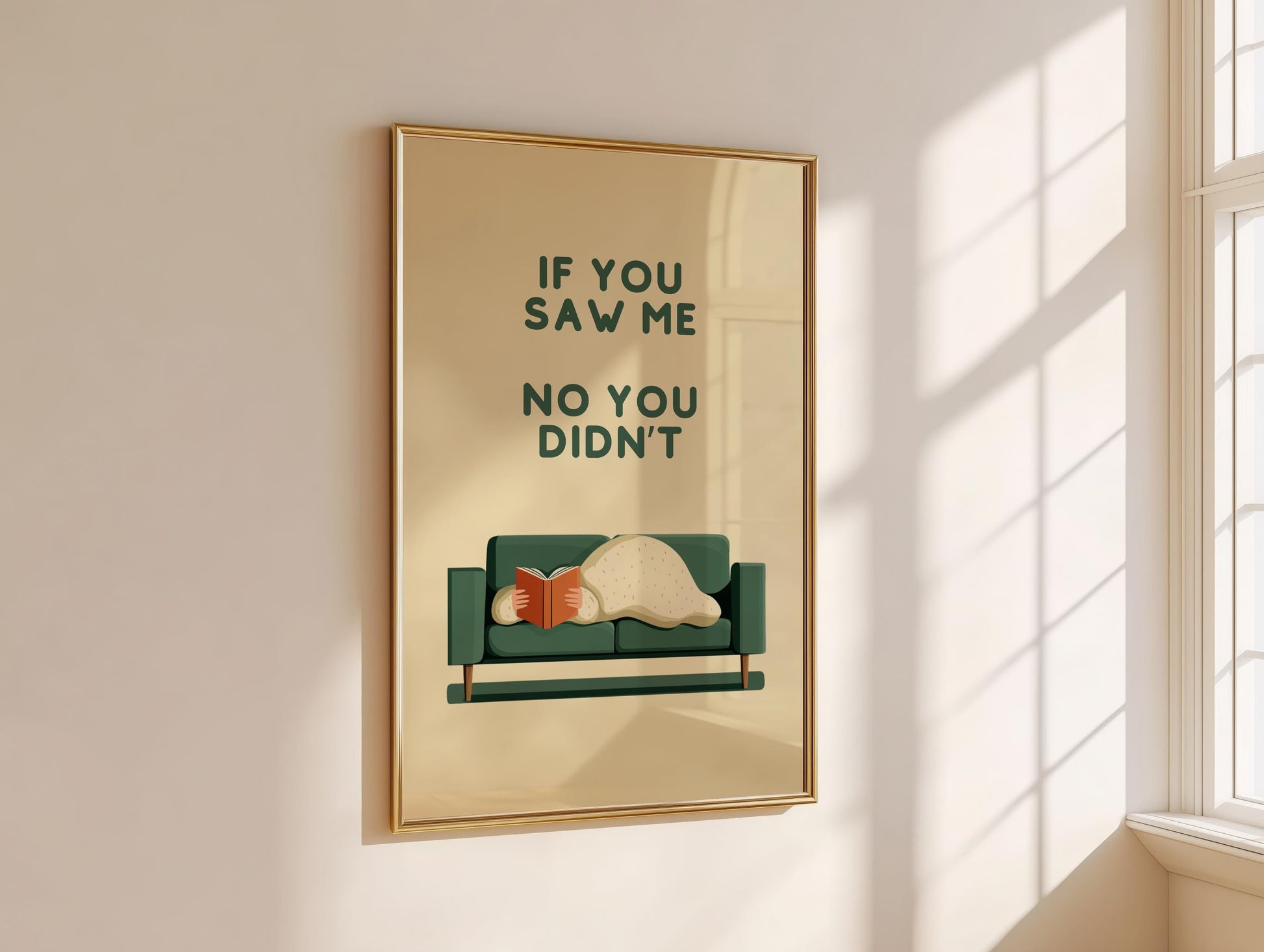If You Saw Me No You Didnt Sofa | Cozy Wall Decor | Book Lover Gift | Nook Poster | Reader Gift | Aesthetic Room Art | Minimalist Home Decor - Book Poster Art Print Decor Bookish