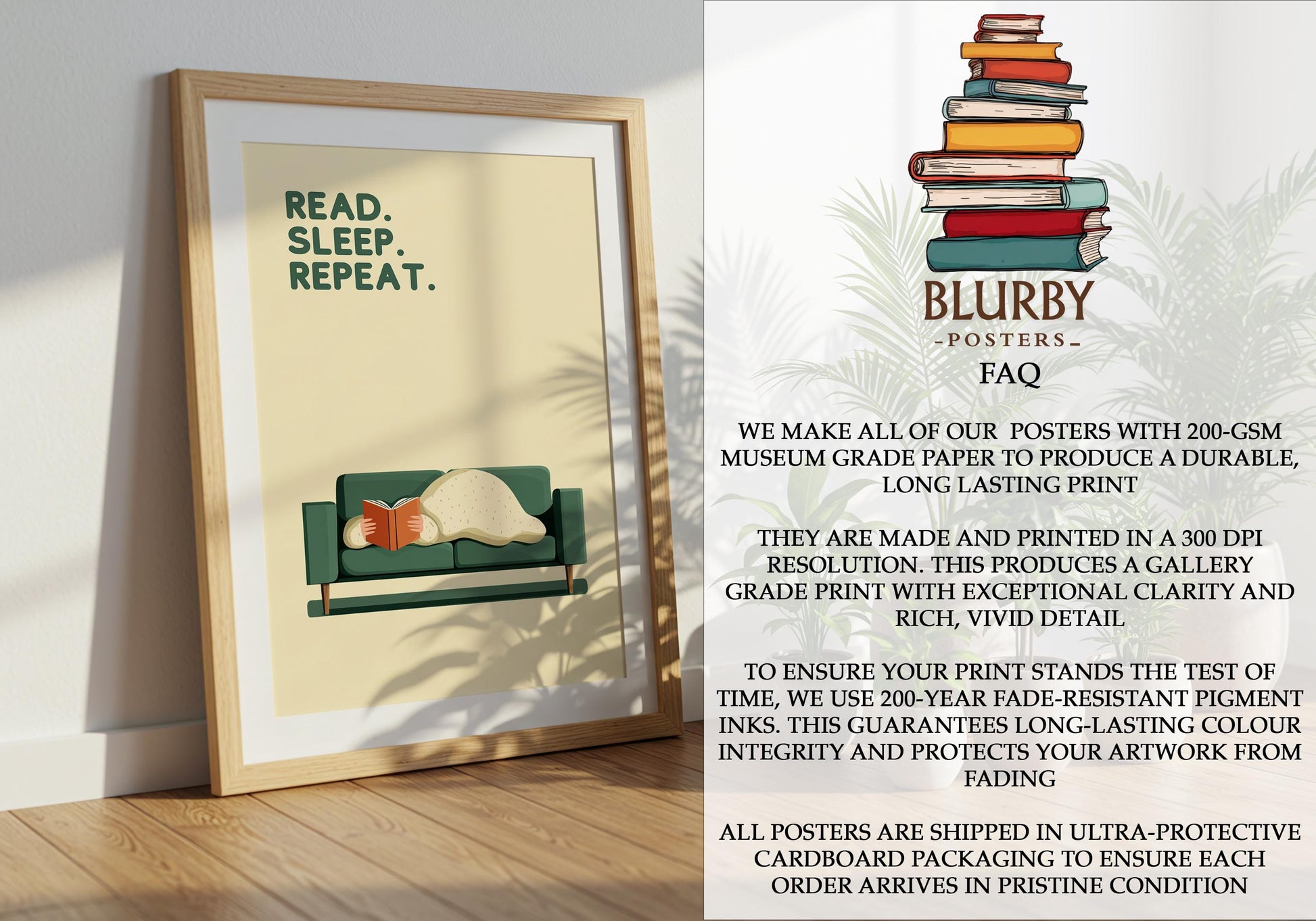 Read Sleep Repeat Print | Cozy Wall Decor | Book Lover Gift | Nook Poster | Reader Present | Aesthetic Room Art | Minimalist Home Decor - Book Poster Art Print Decor Bookish