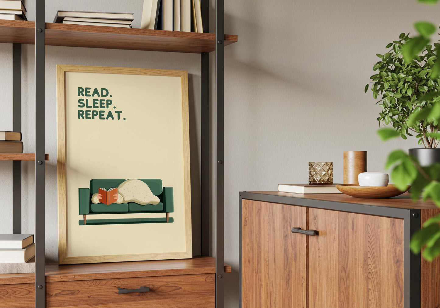 Read Sleep Repeat Print | Cozy Wall Decor | Book Lover Gift | Nook Poster | Reader Present | Aesthetic Room Art | Minimalist Home Decor - Book Poster Art Print Decor Bookish