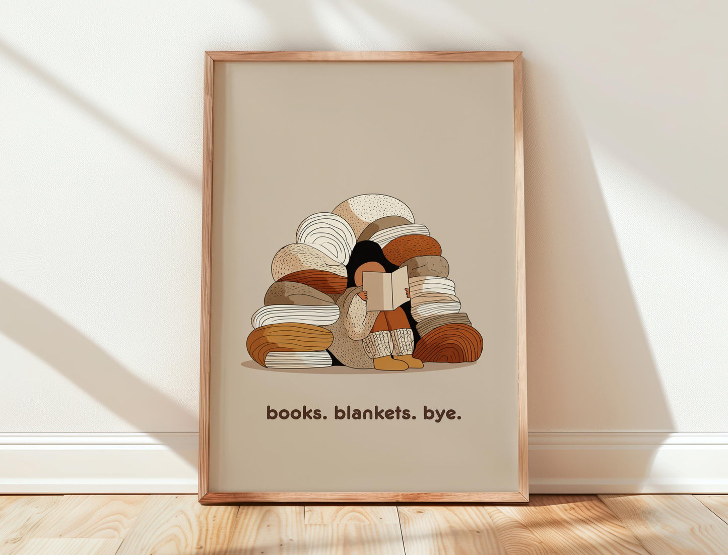 Books Blankets Bye Art Print | Cozy Reading Fort Poster | Cozy Wall Decor | Book Lover Gift | Nook Poster | Reader Gift | Aesthetic Book Art - Book Poster Art Print Decor Bookish
