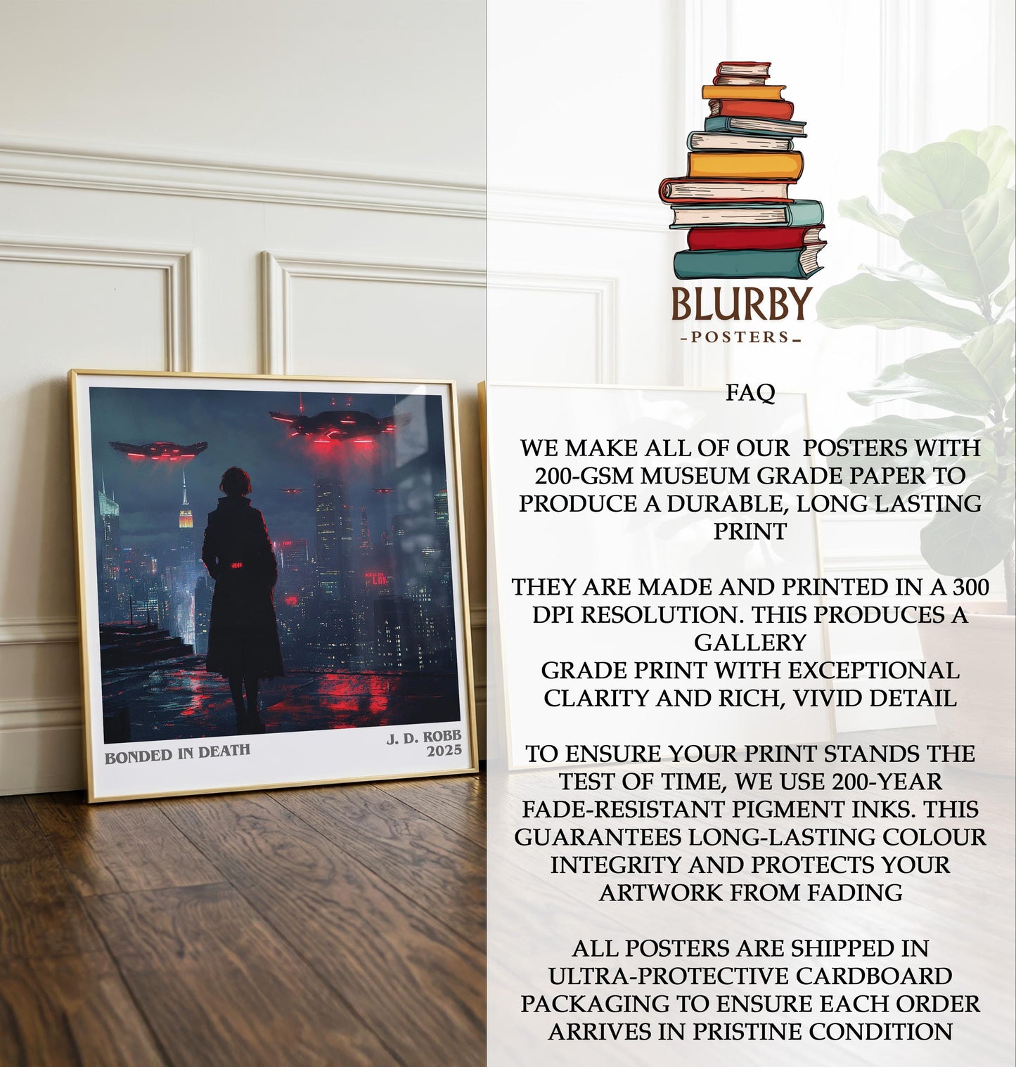 Bonded In Death by J. D. Robb | Book Poster | Literary Art Gift For Book Lover | Novel Inspired Wall Art | Free Delivery