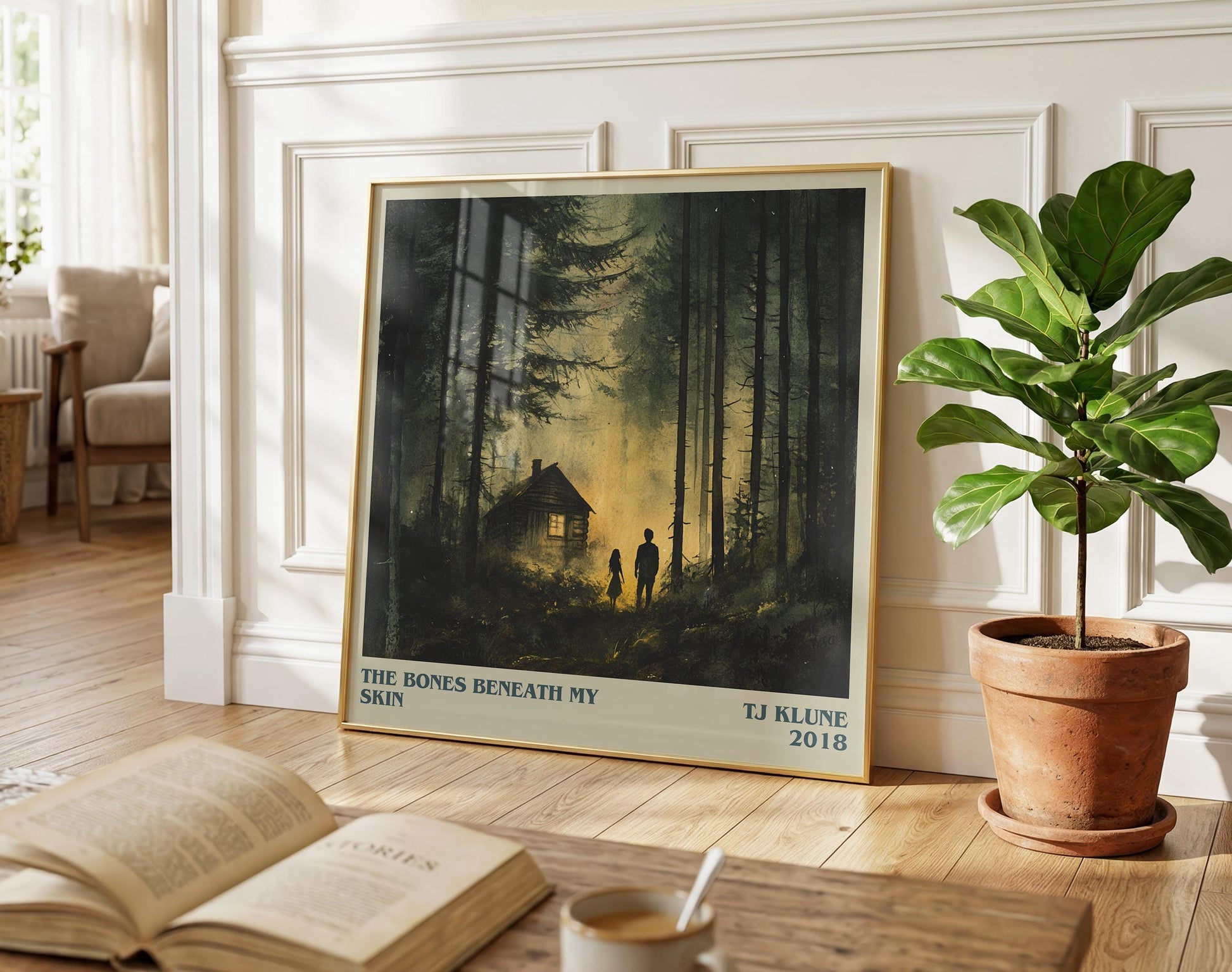 The Bones Beneath My Skin literary print on bookshelf – Tj Klune fan gift
