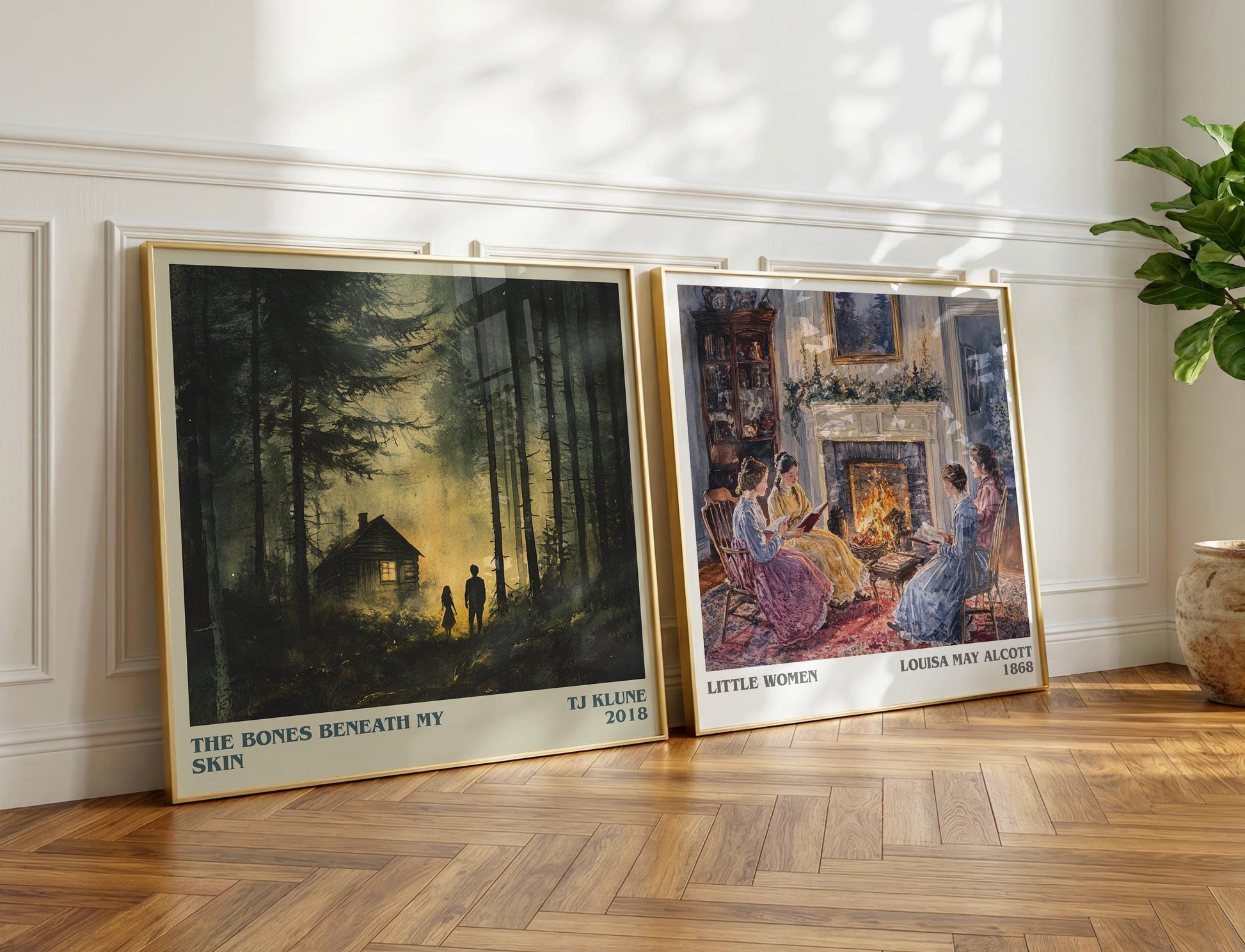 The Bones Beneath My Skin literary poster paired in gallery wall – literary art prints