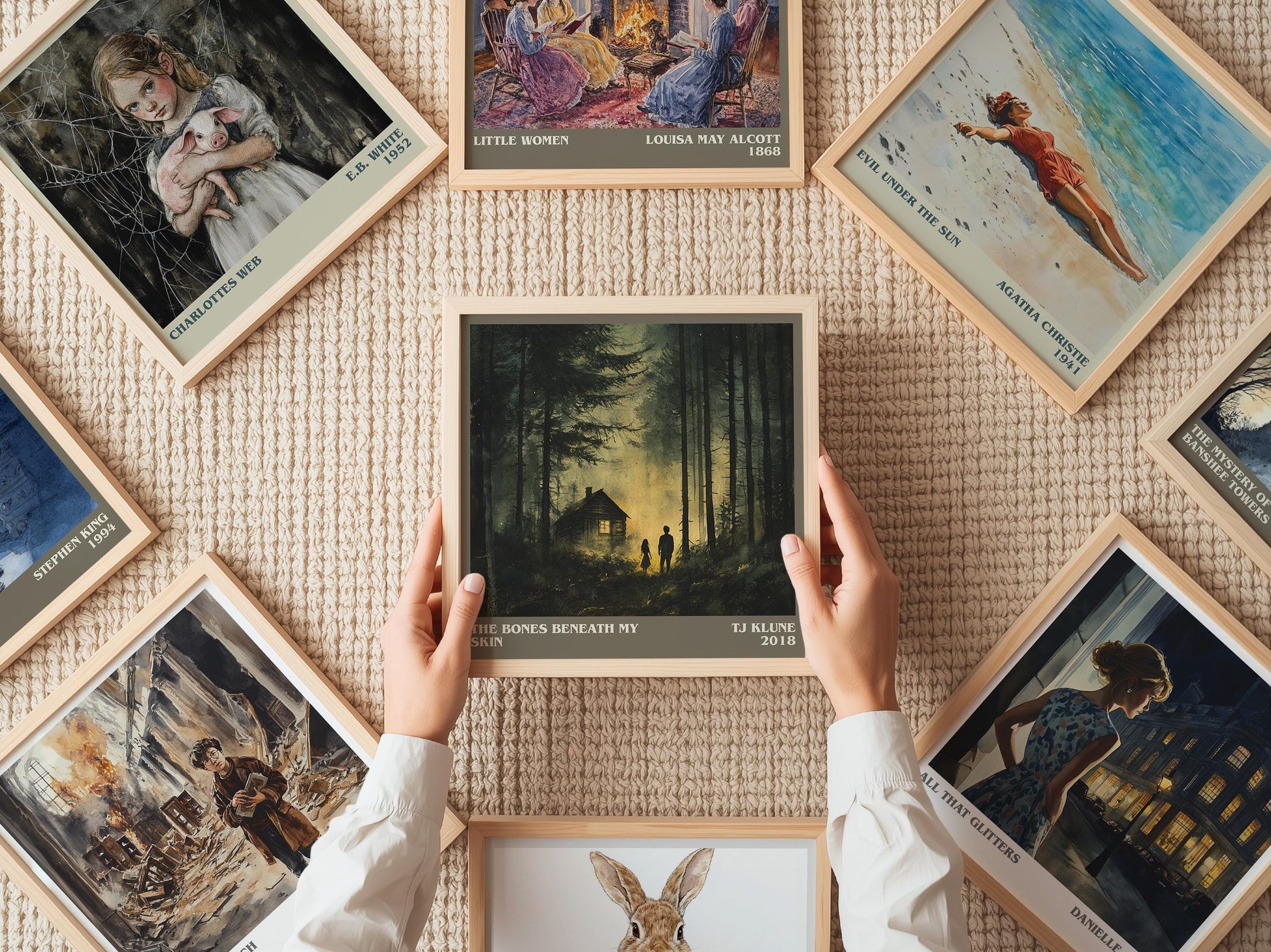 The Bones Beneath My Skin literary book poster framed on wall – classic literature wall art