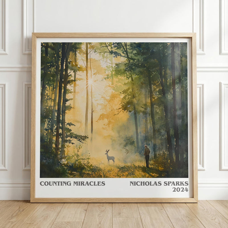 Counting Miracles literary print in frame leaning in hallway – romance wall art