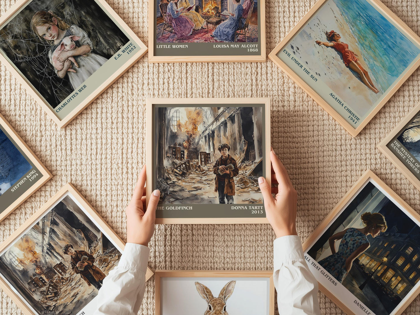 The Goldfinch literary print on bookshelf – Donna Tartt fan gift