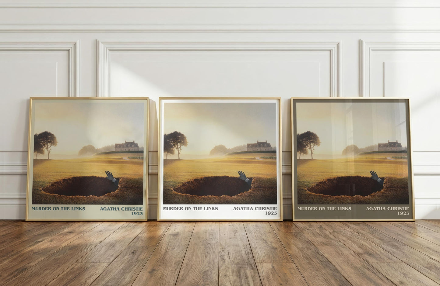 The Murder on the Links literary print framed by window – literary home decor