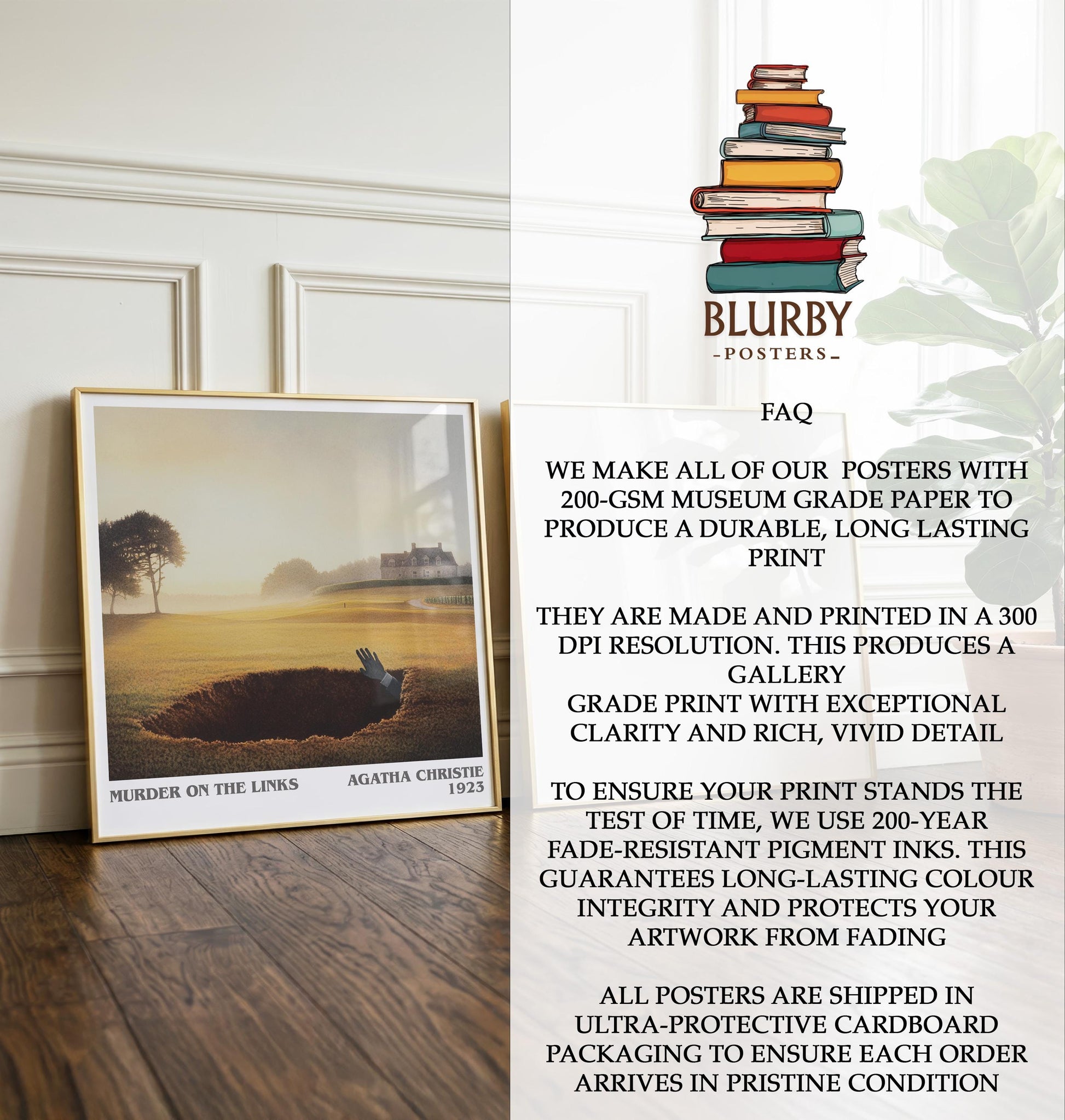Murder On The Links by Agatha Christie | Book Poster | Literary Art Gift For Book Lover | Novel Inspired Wall Art | Free Delivery