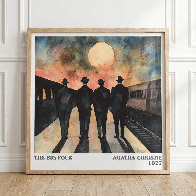 The Big Four literary print in frame leaning in hallway – mystery wall art