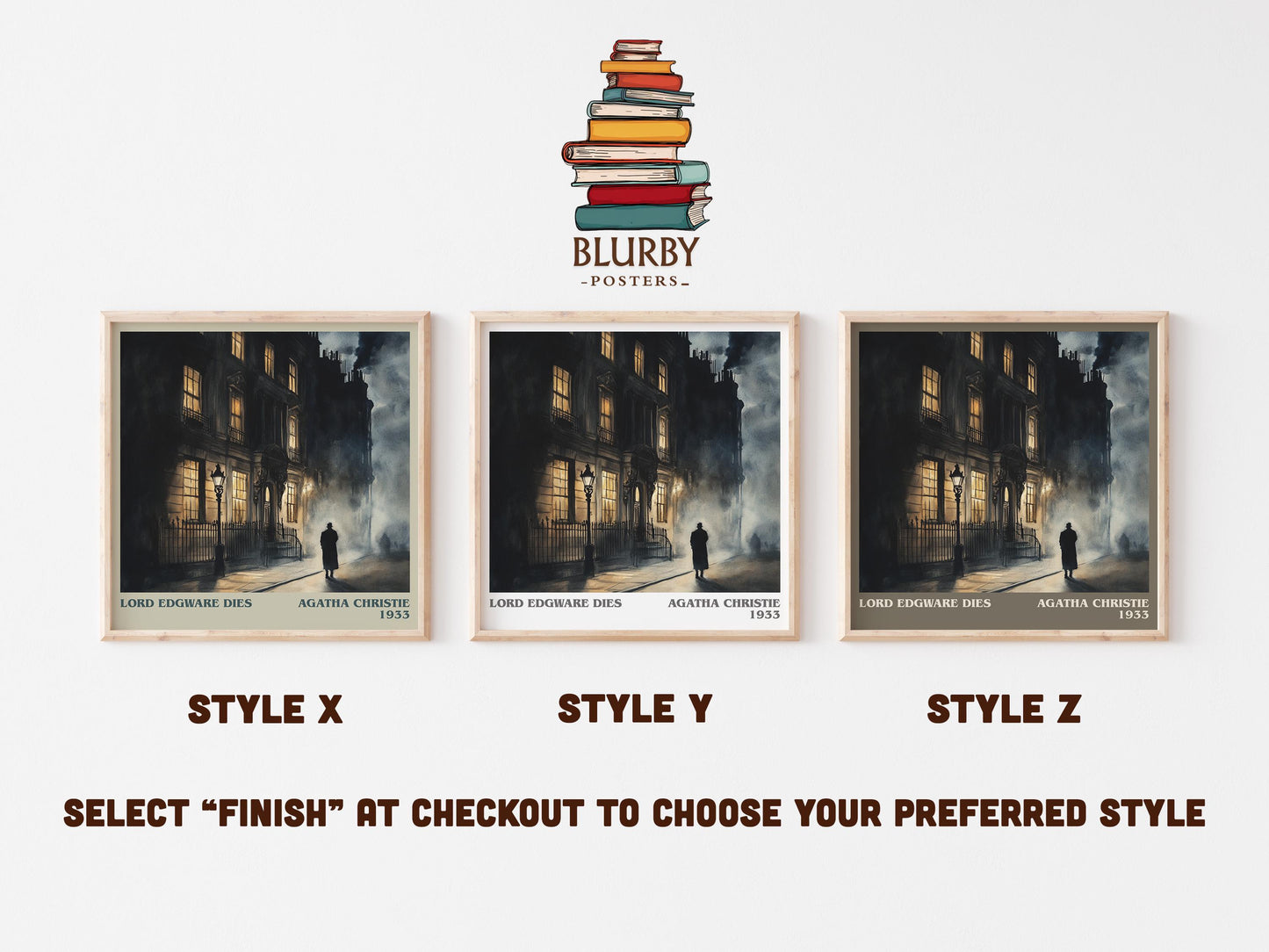 Lord Edgware Dies literary art print colour and style options – Agatha Christie book art