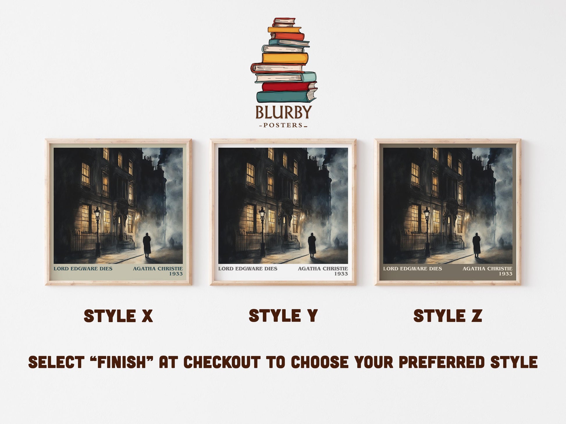 Lord Edgware Dies literary art print colour and style options – Agatha Christie book art