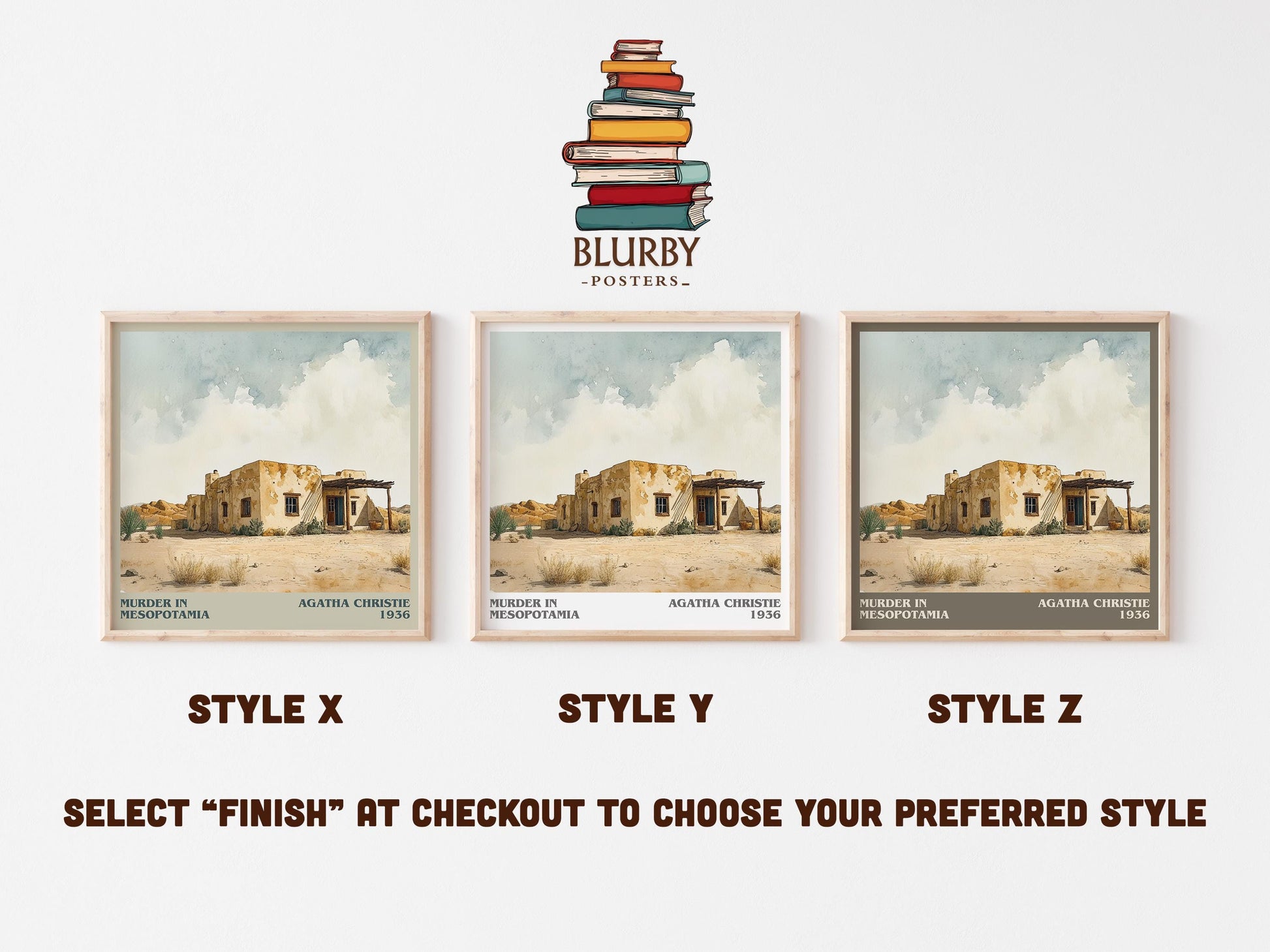 Murder in Mesopotamia literary art print colour and style options – Agatha Christie book art