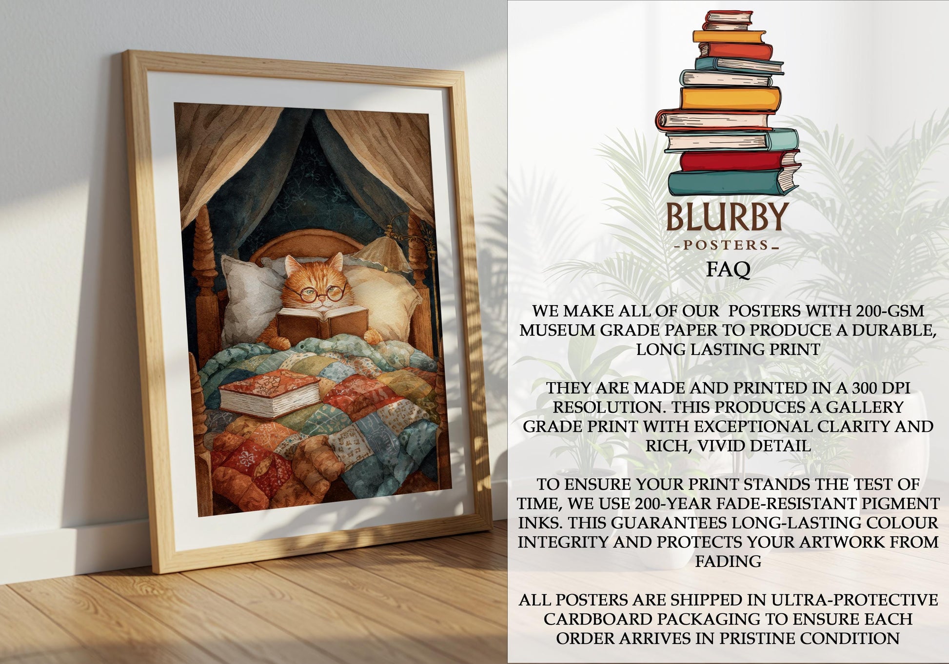 Cat Reading in Bed Print | Cozy Wall Decor | Cute Gift For Book Lover | Book Nook Poster | Book Art | Aesthetic Room Art | Home Decor Poster - Book Poster Art Print Decor Bookish