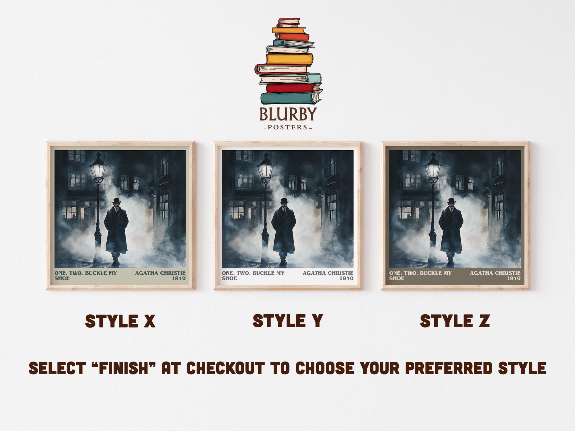 One, Two, Buckle My Shoe literary art print colour and style options – Agatha Christie book art