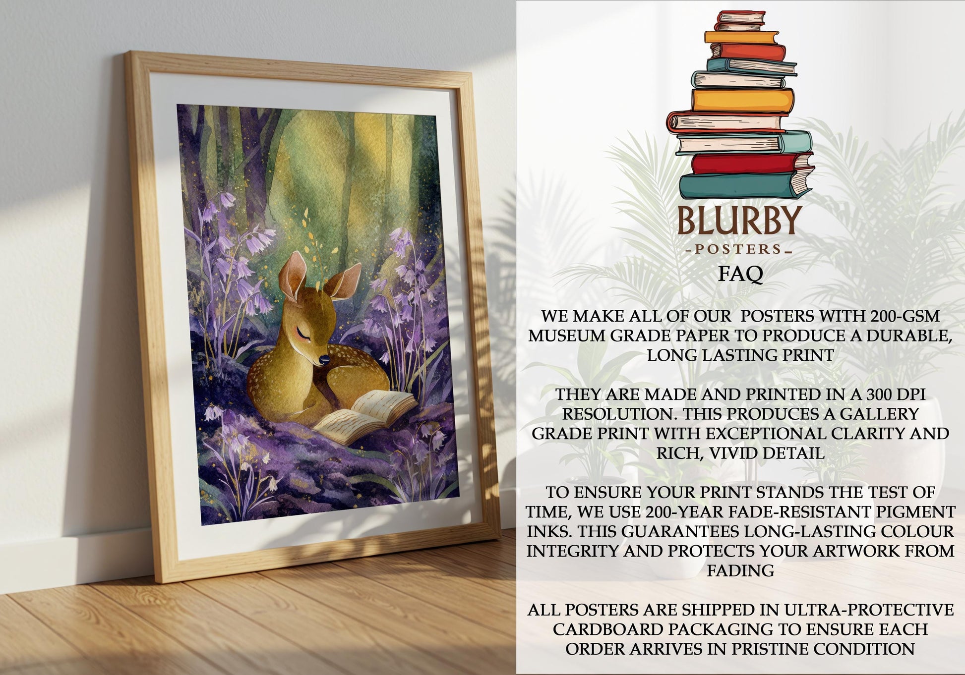 Deer Reading Print | Cozy Wall Decor | Cute Gift For Book Lover | Book Nook Poster | Book Art | Aesthetic Room Art | Home Decor Poster - Book Poster Art Print Decor Bookish