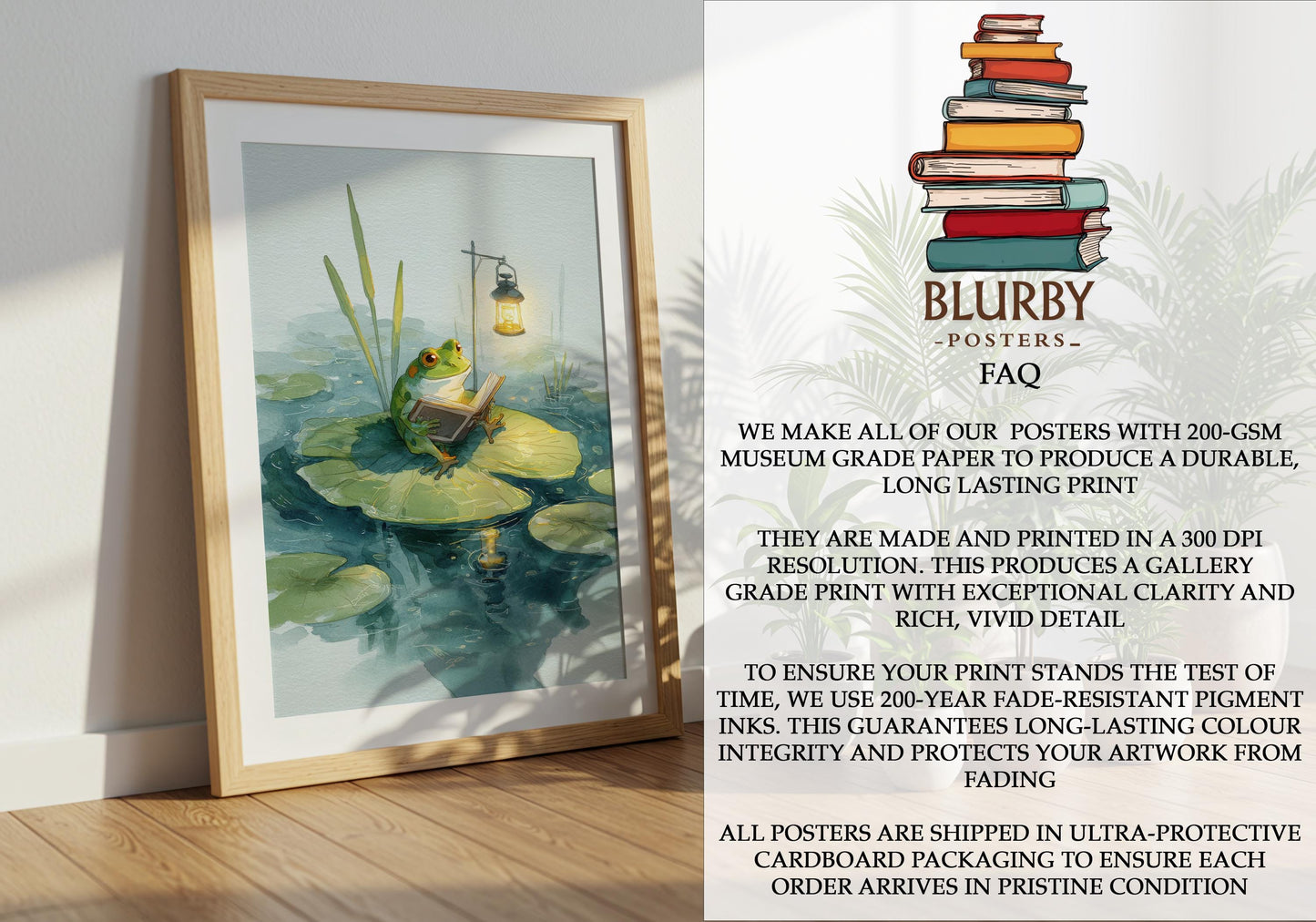 Frog Reading on Lily Pad Print | Cozy Wall Decor | Cute Gift For Book Lover | Book Nook Poster | Book Art | Aesthetic Room Art | Home Decor - Book Poster Art Print Decor Bookish