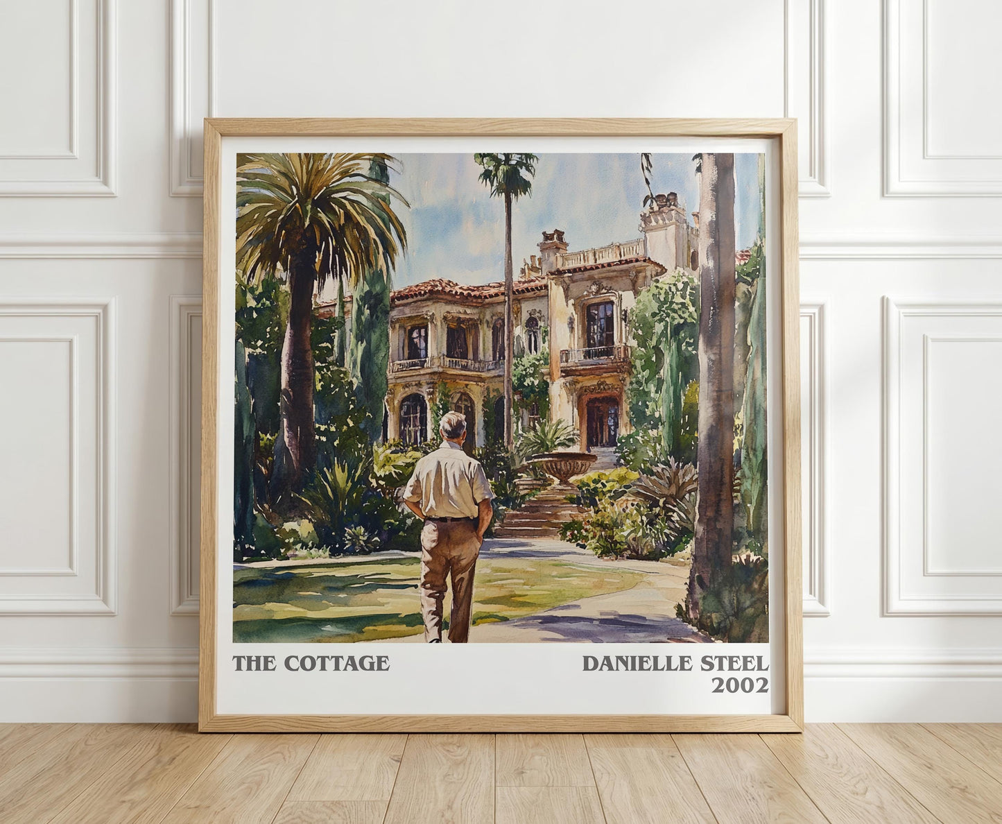 The Cottage literary print in frame leaning in hallway – romance wall art