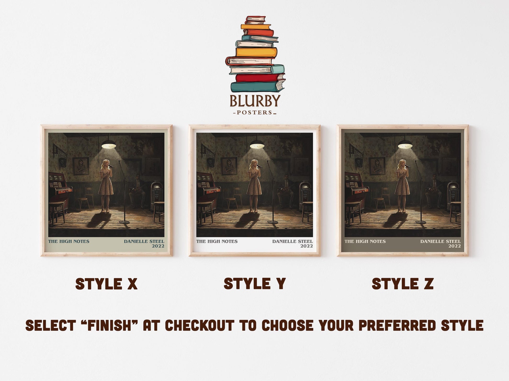 The High Notes literary art print colour and style options – Danielle Steel book art